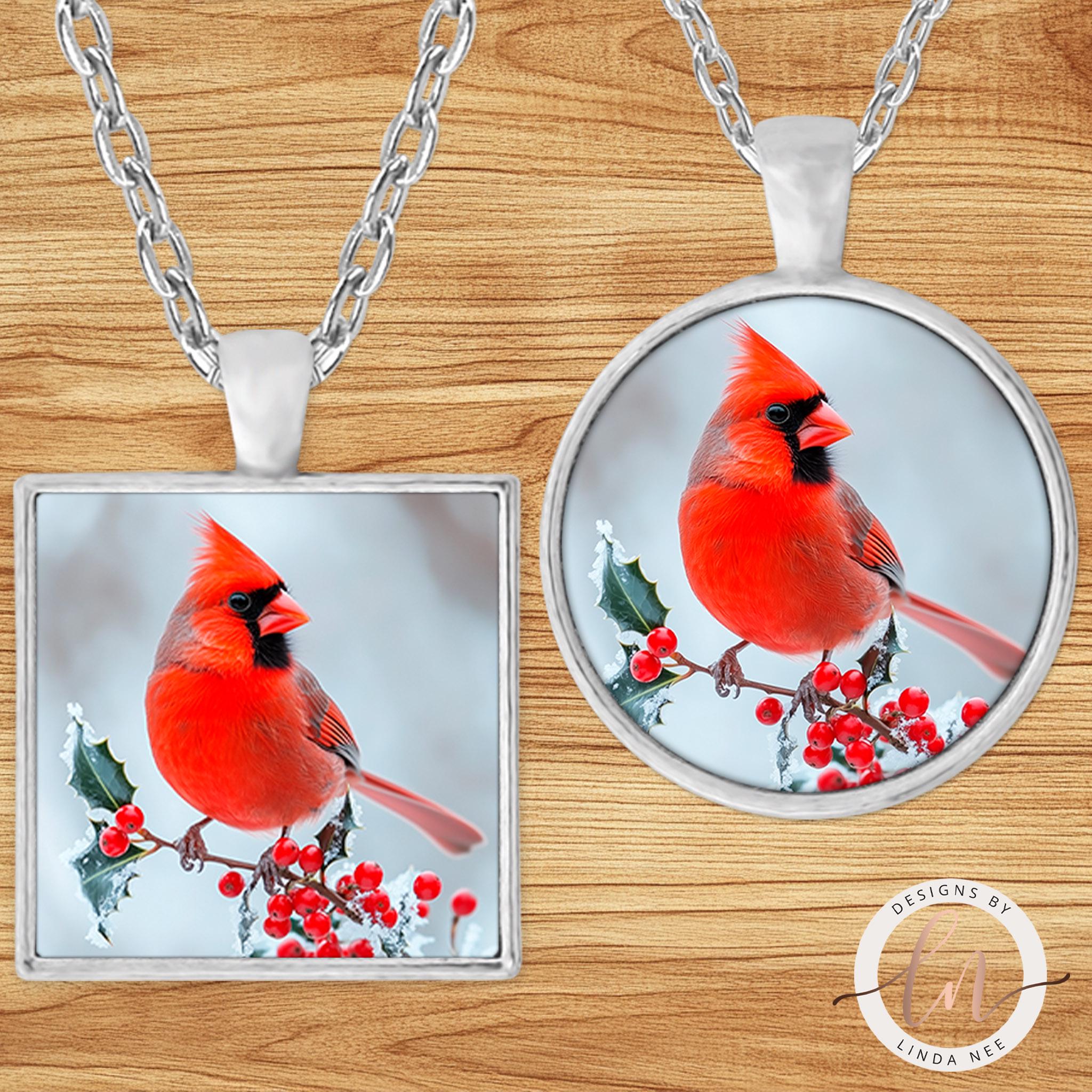 Cardinal Necklace - Red Cardinal Christmas Bird Pendant