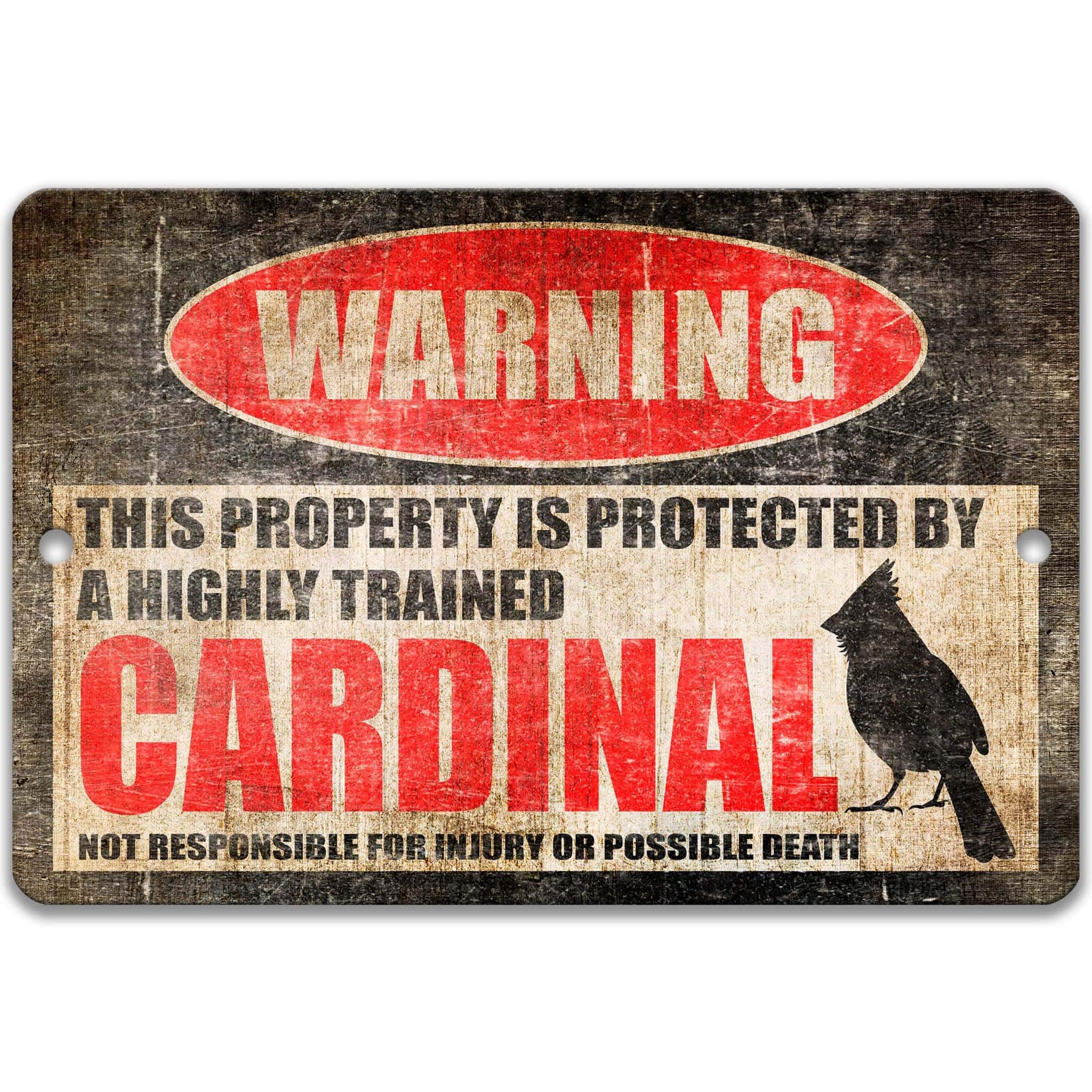 Cardinal Warning Sign - Funny Yard Decoration for Bird Watchers - Backyard Birding Gifts