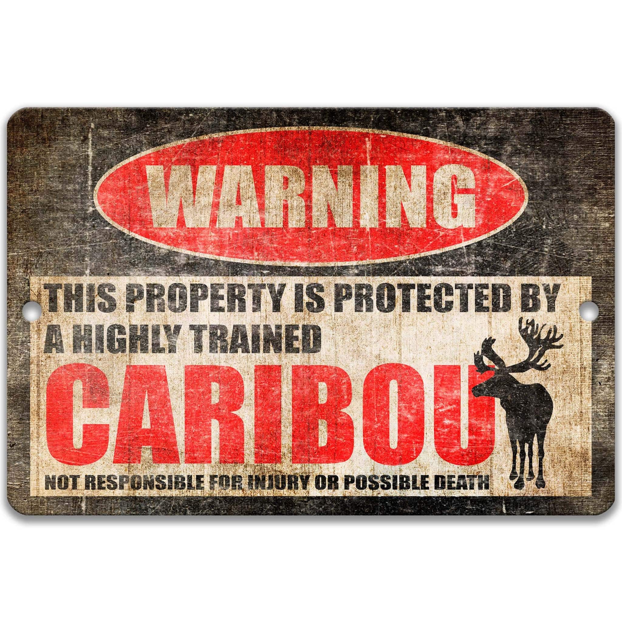 Caribou Warning Sign - Funny Reindeer Decor for Cabin - Gift for Hunters