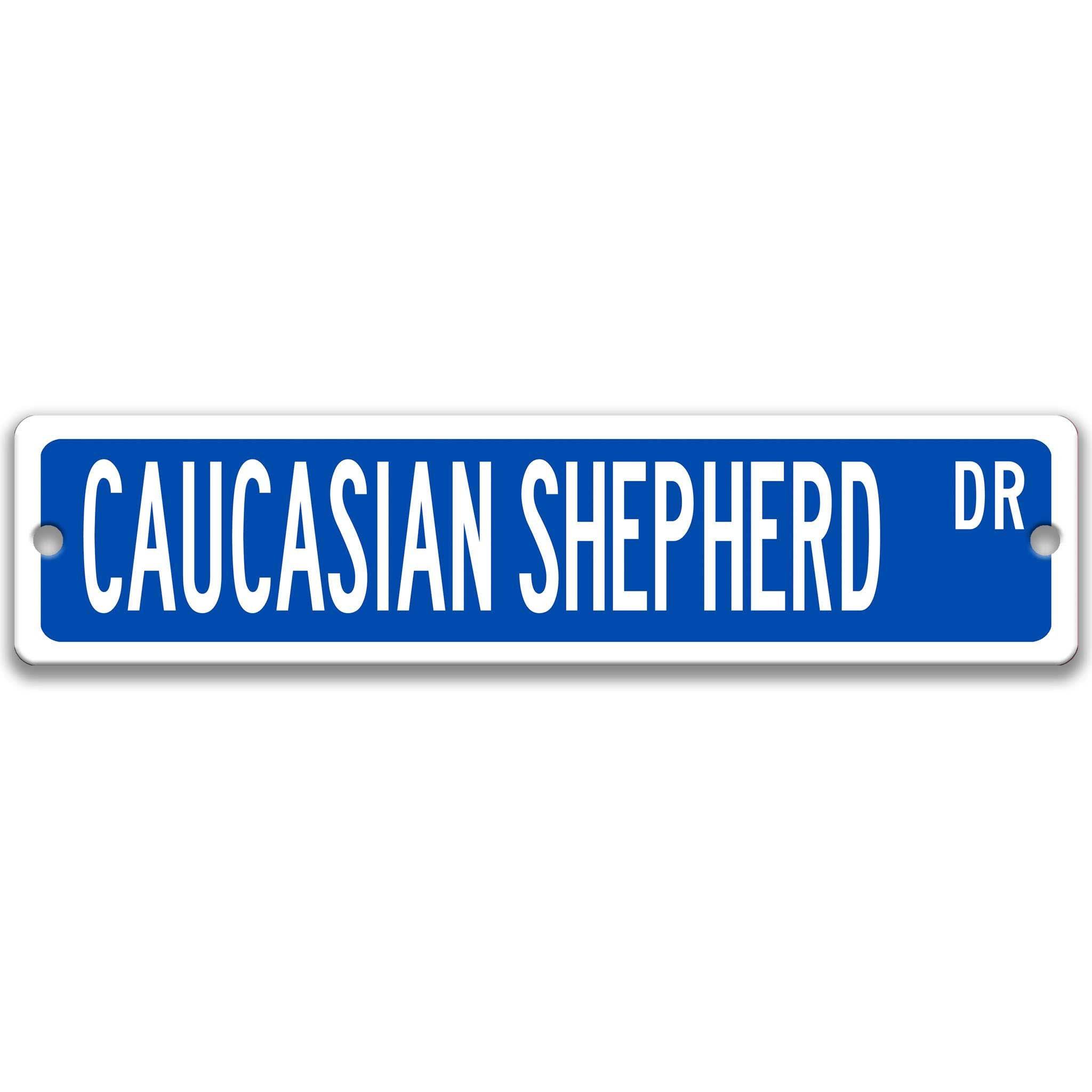 Caucasian Shepherd Dog Metal Street Sign