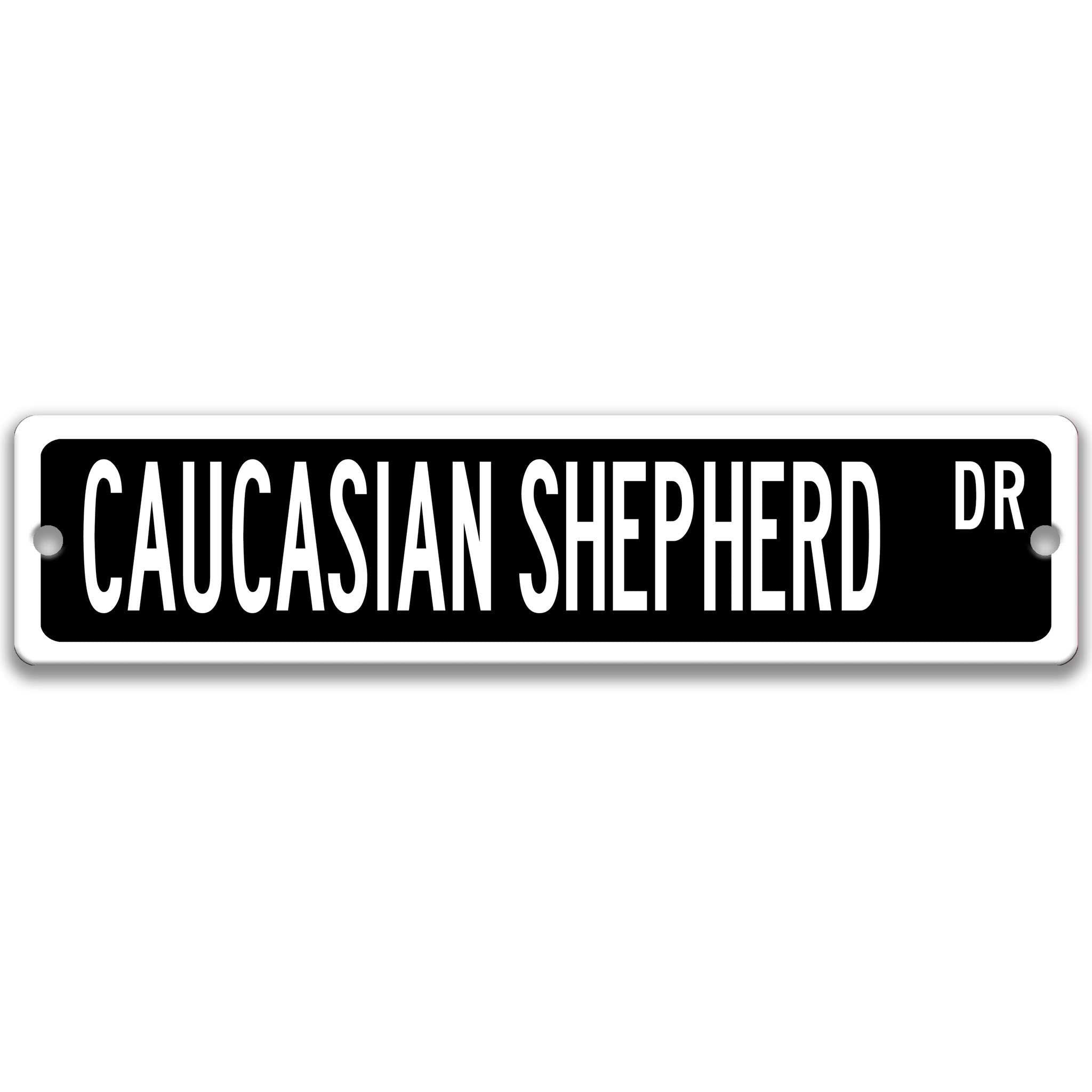 Caucasian Shepherd Dog Metal Street Sign