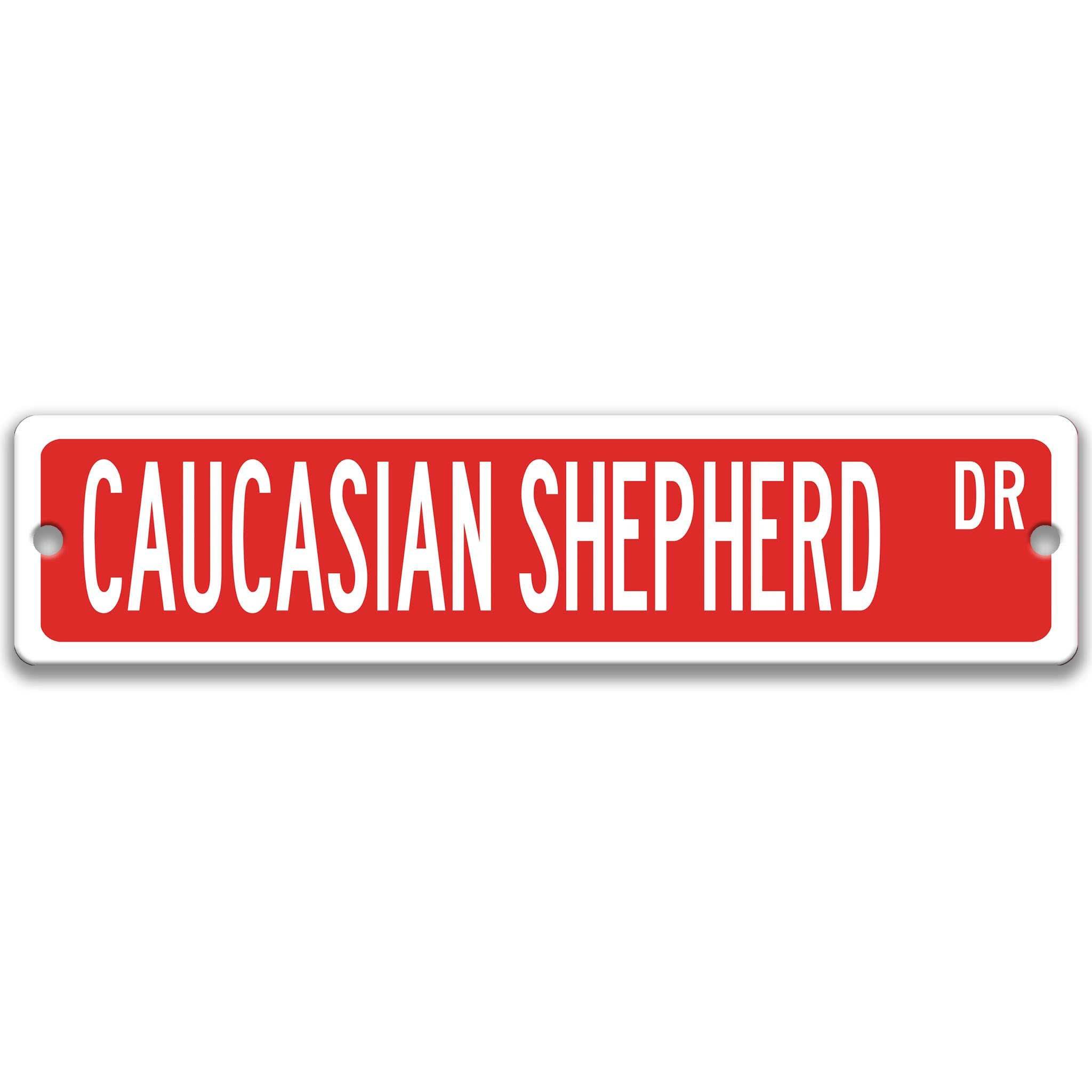 Caucasian Shepherd Dog Metal Street Sign