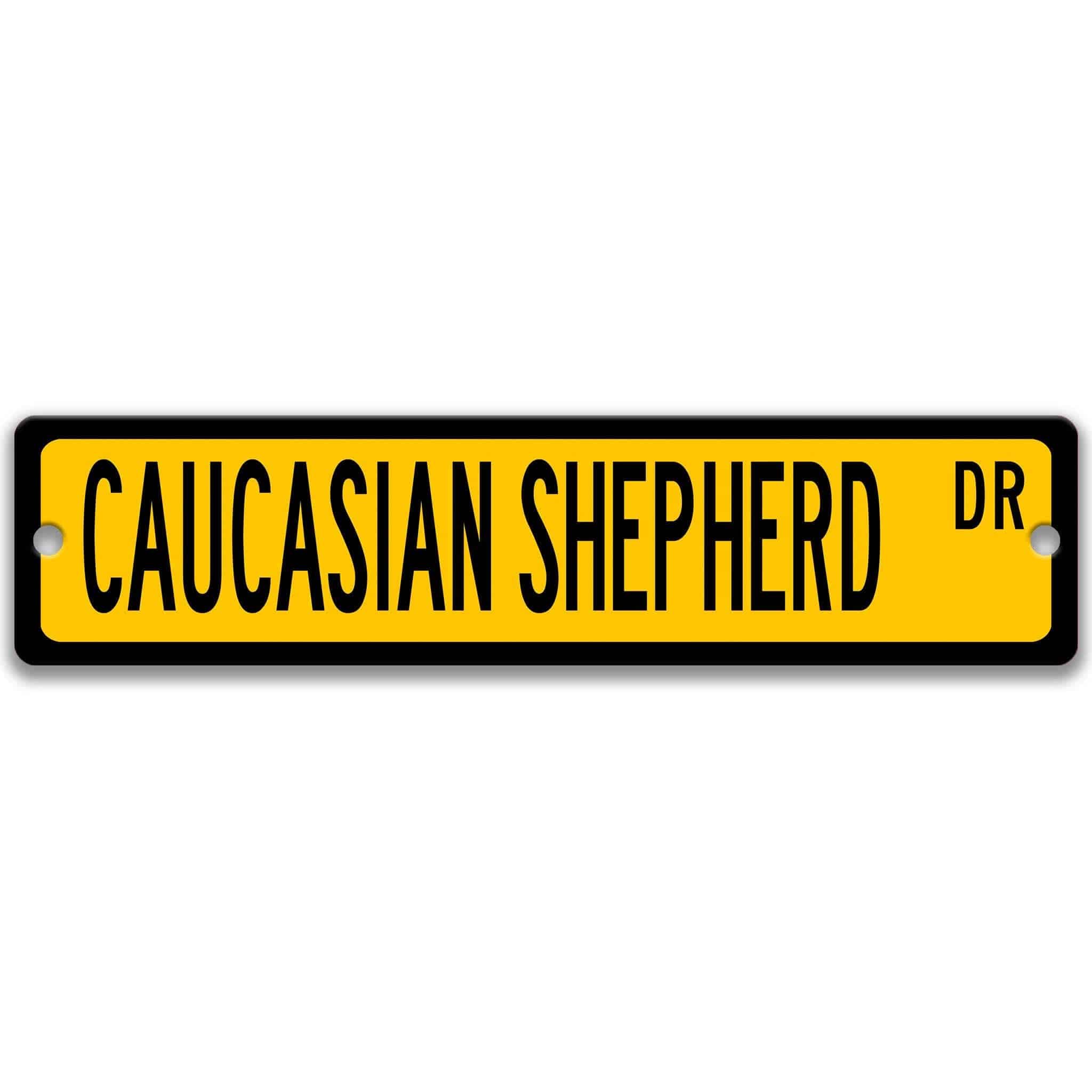 Caucasian Shepherd Dog Metal Street Sign