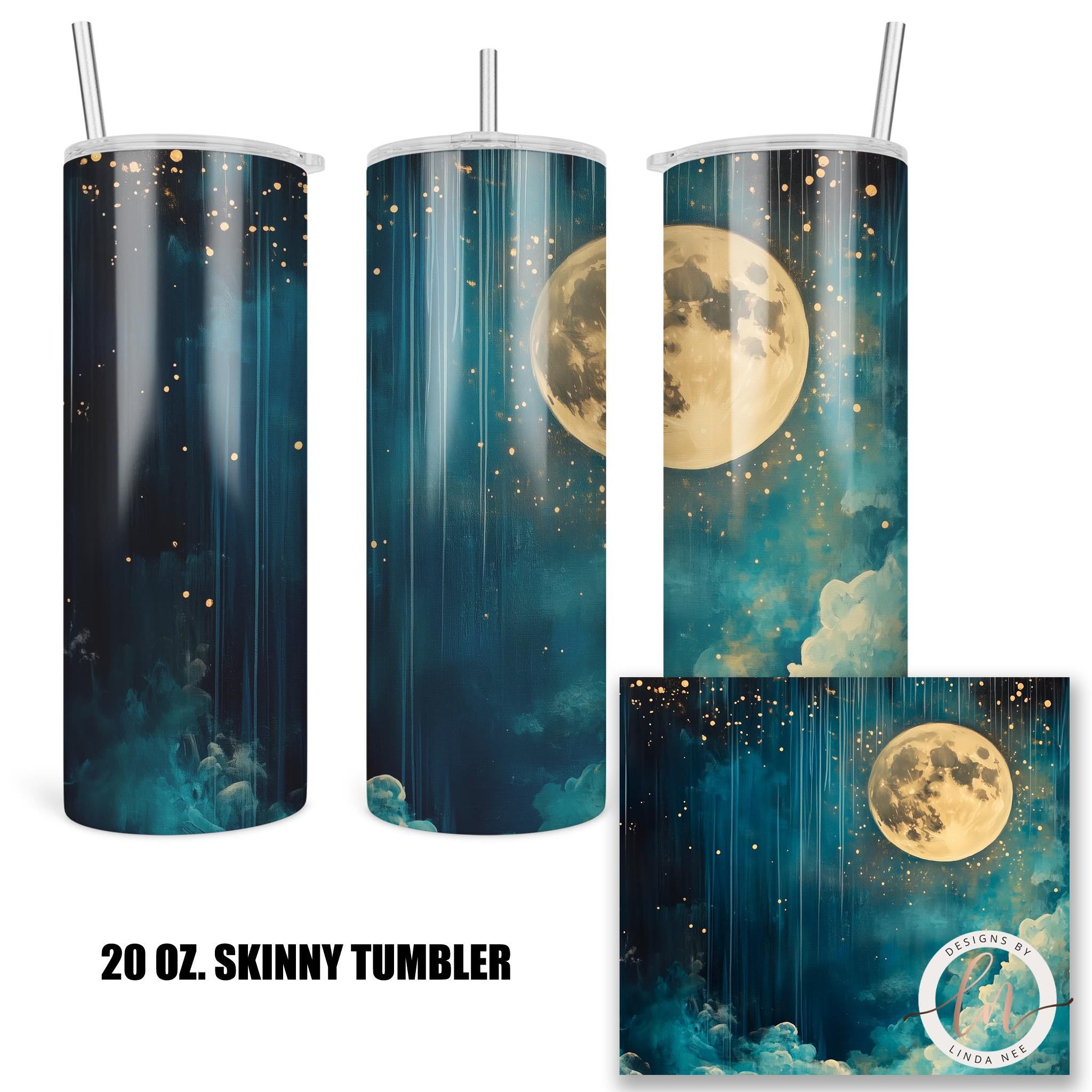 Celestial Moon Tumbler - Dark Academia Night Sky Gift