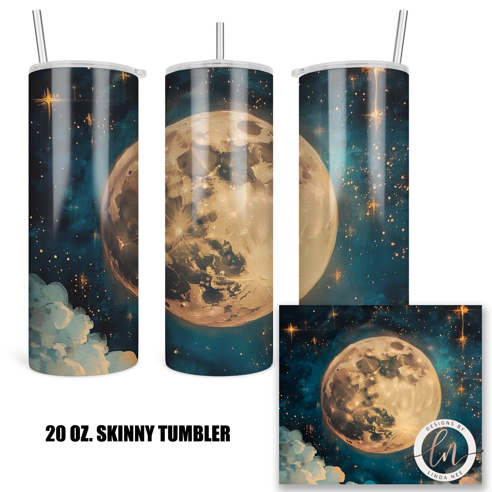 Celestial Moon Tumbler - Dark Academia Night Sky Gift