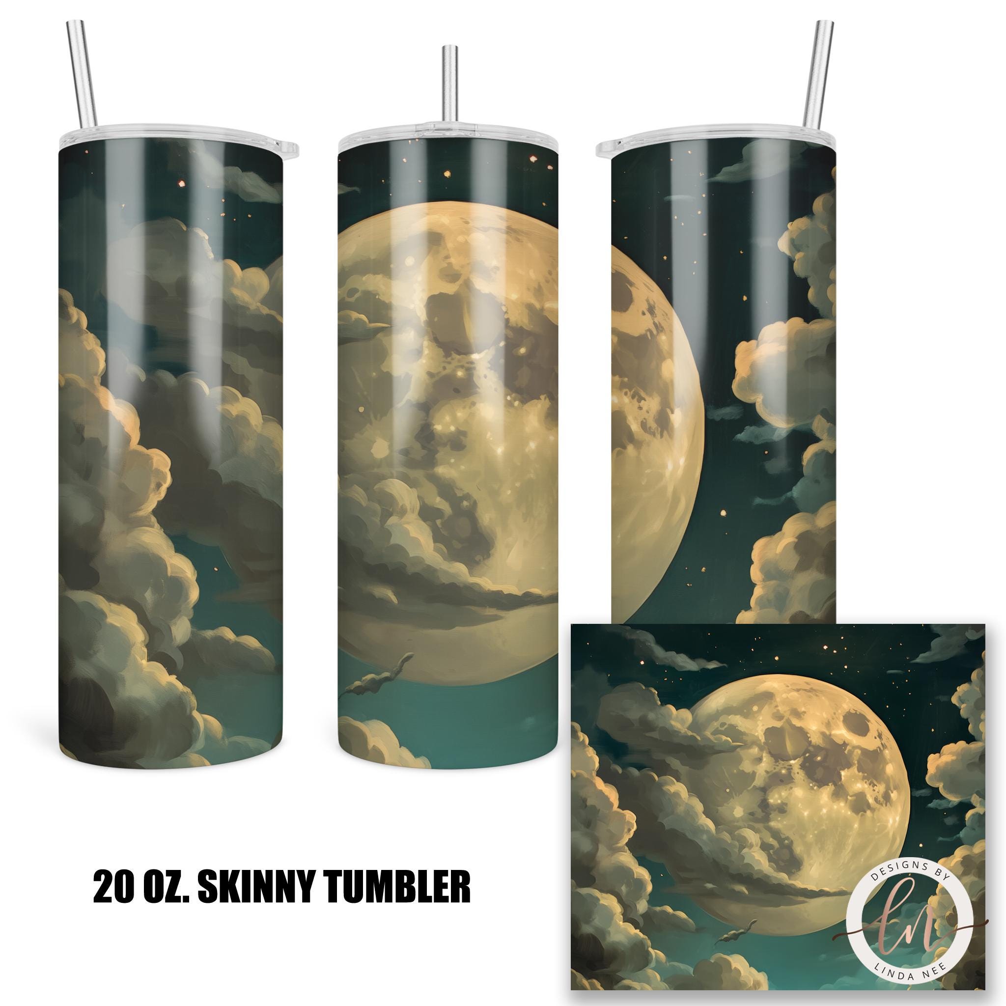 Celestial Moon Tumbler - Gothic Dark Academia Night Sky Gift