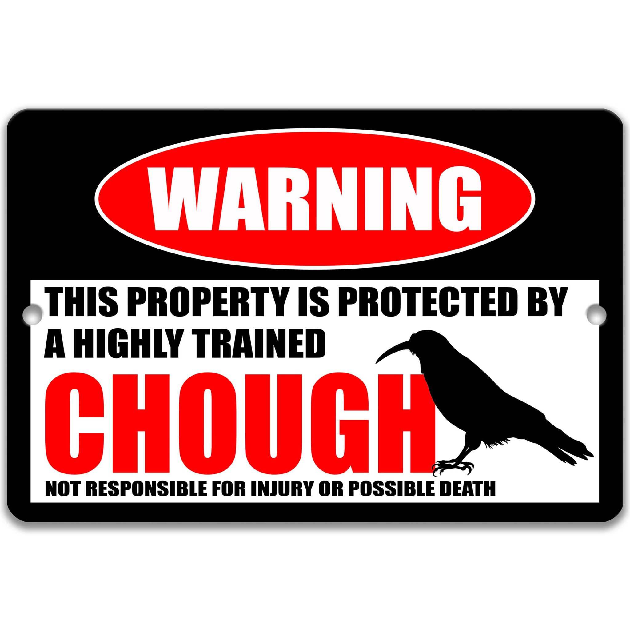 Charming Chough Warning Sign - Red Bill Crow Design for Yard - Available in Multiple Sizes - Shop Now