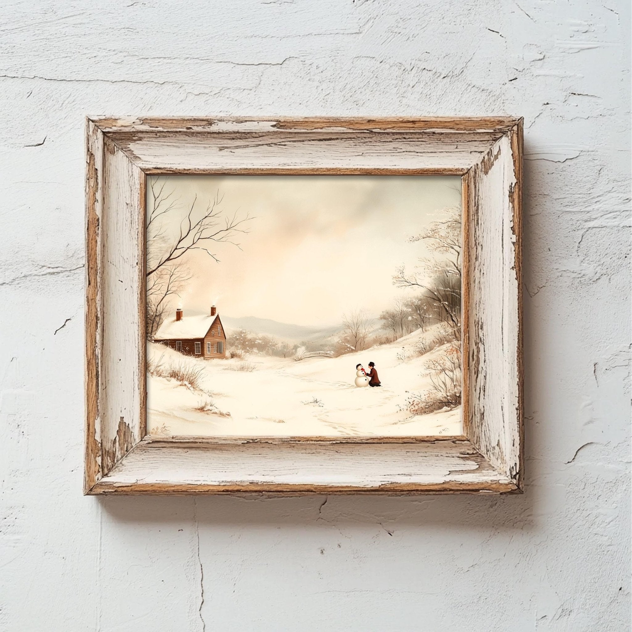 Christmas Cabin Metal Print - Vintage Winter Wall Art