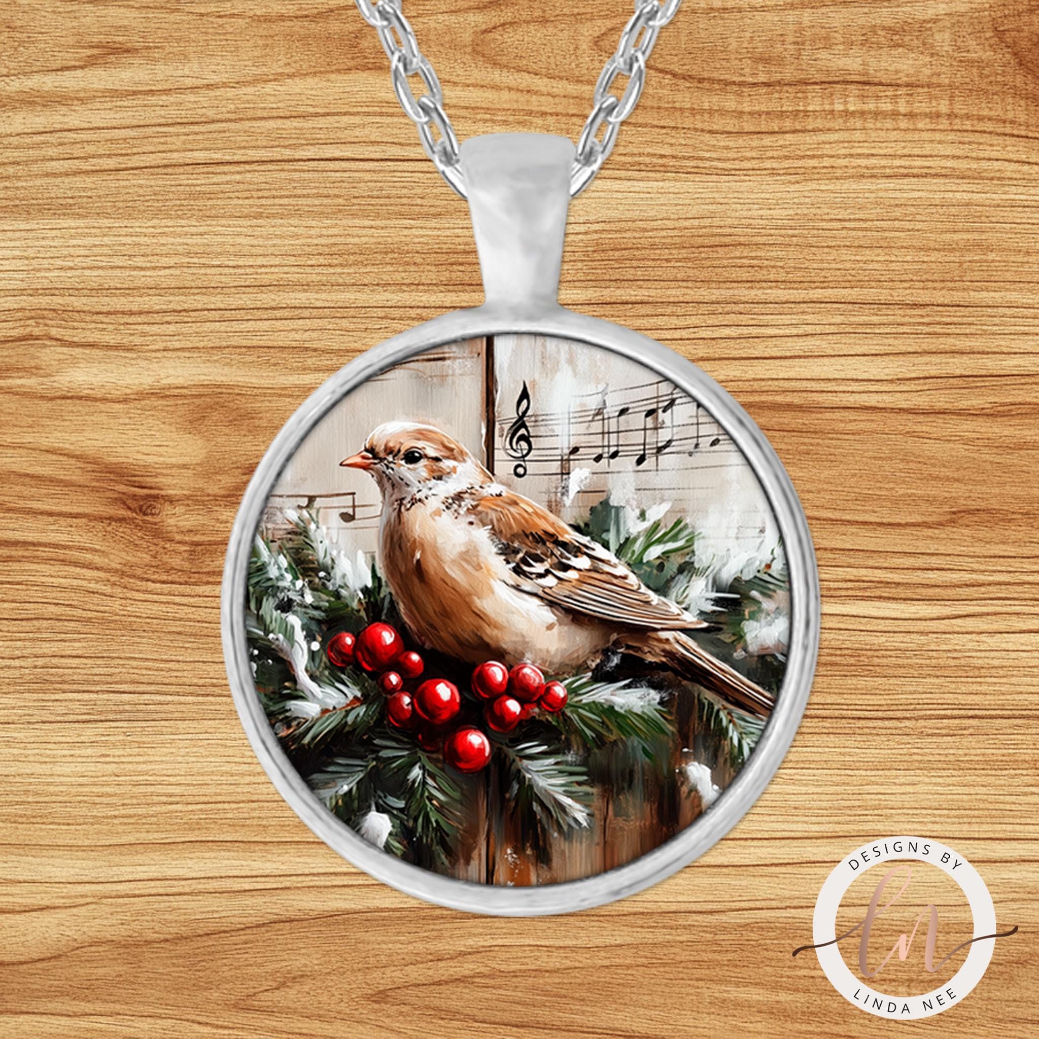 Christmas Dove Necklace - Christian Jewelry Holiday Pendant