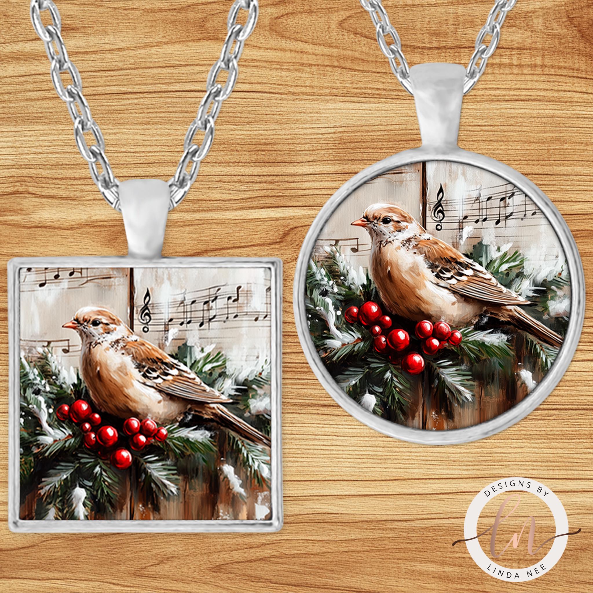 Christmas Dove Necklace - Christian Jewelry Holiday Pendant