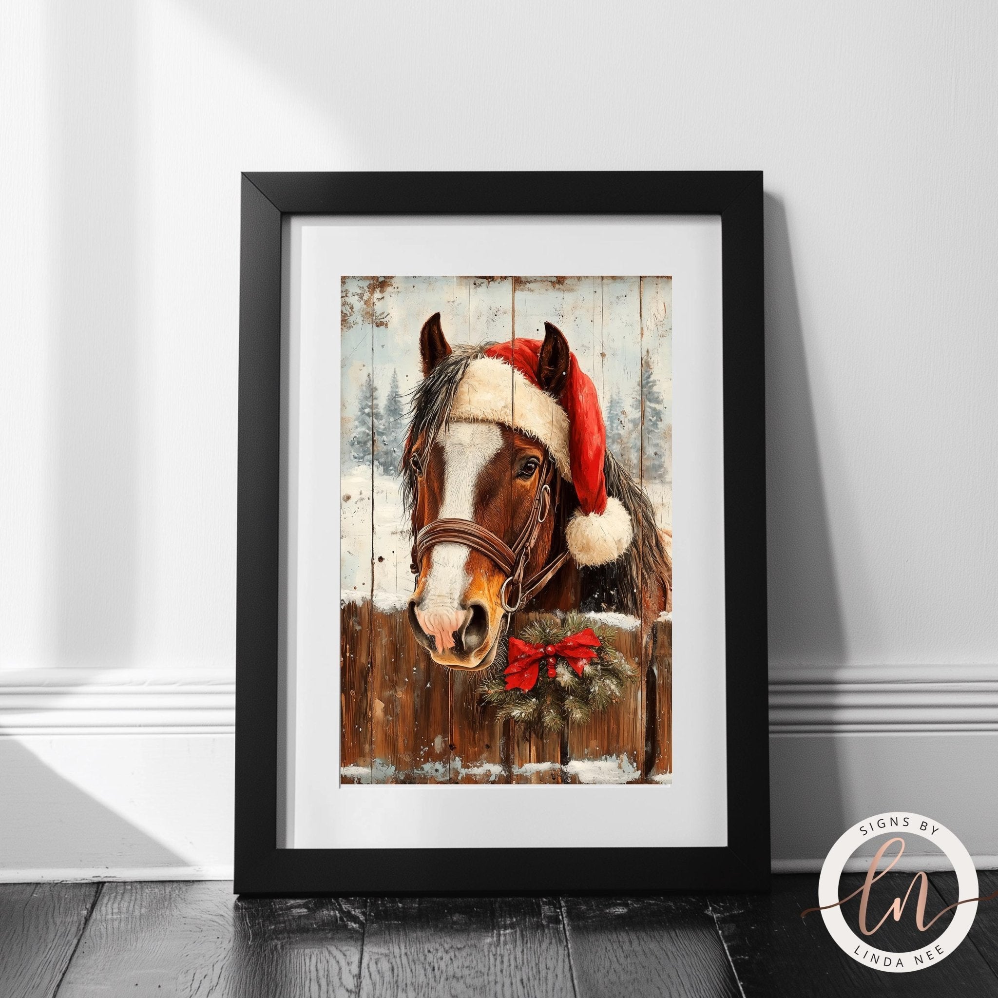 Christmas Horse Wall Art - Metal Fine Art Paper Print