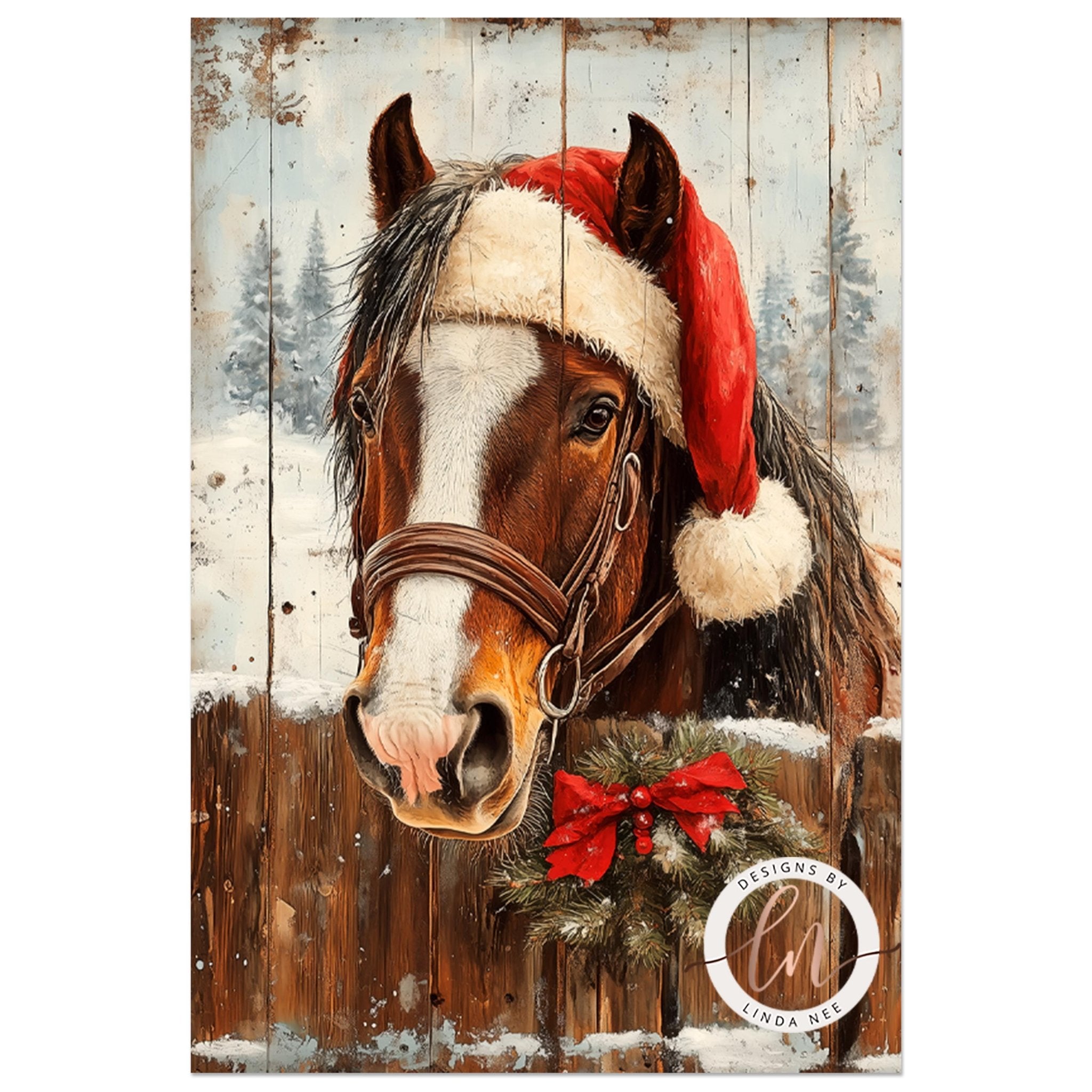 Christmas Horse Wall Art - Metal Fine Art Paper Print