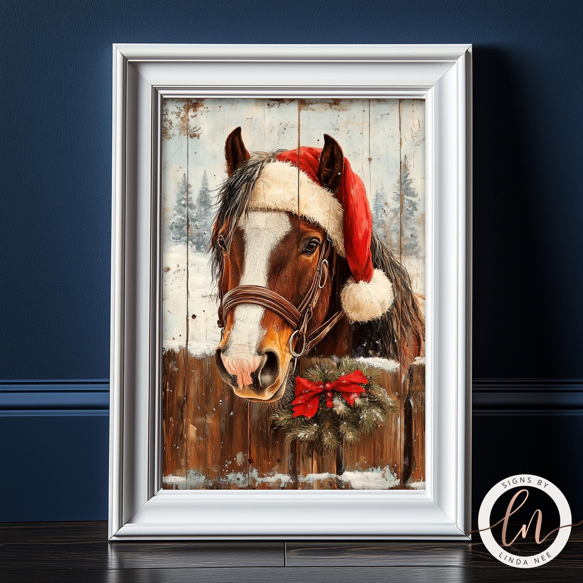 Christmas Horse Wall Art - Metal Fine Art Paper Print