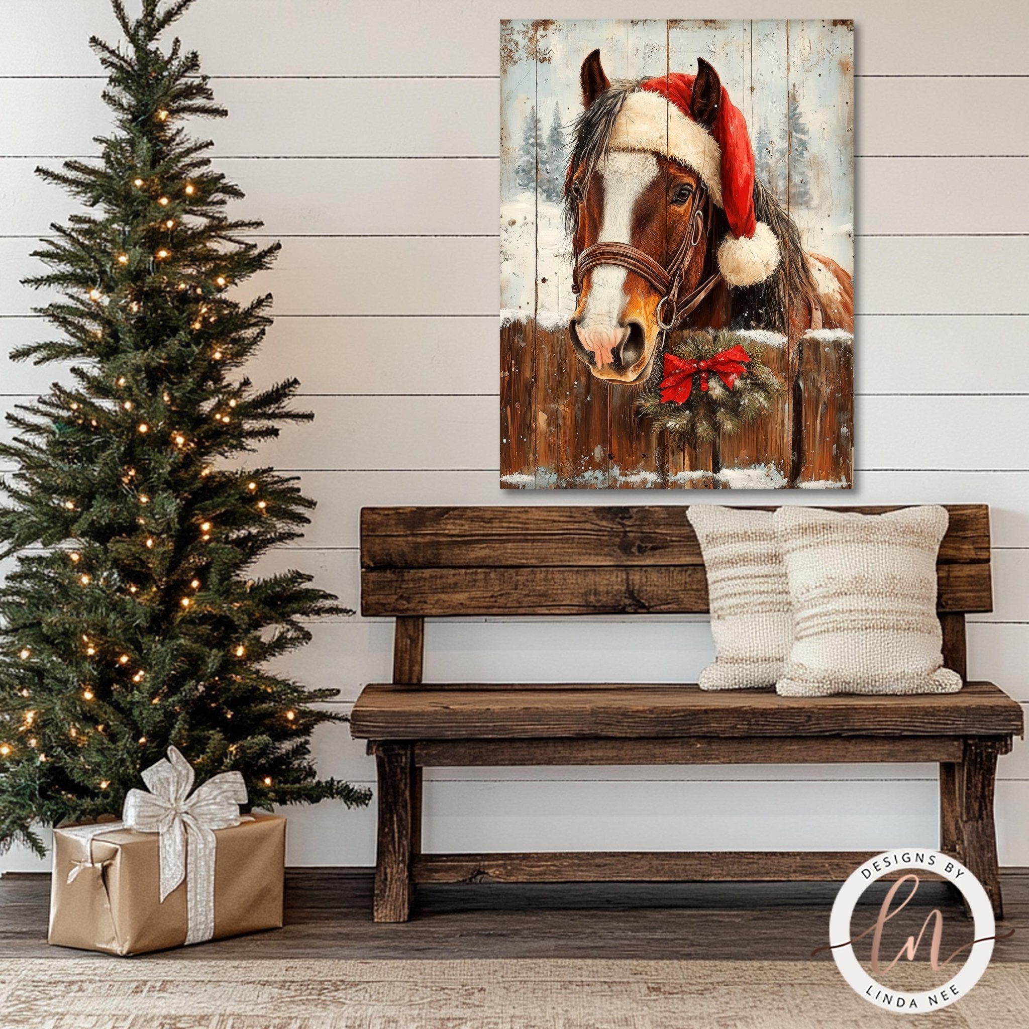 Christmas Horse Wall Art - Metal Fine Art Paper Print