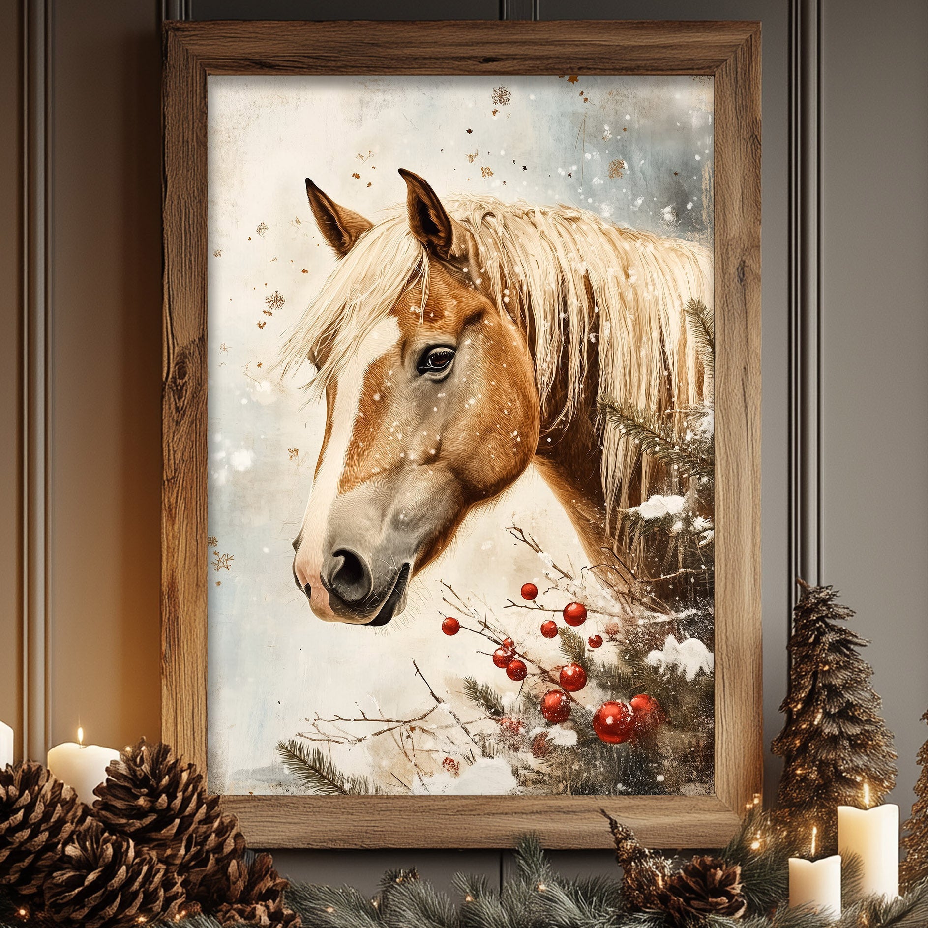 Christmas Horse Wall Art - Metal or Fine Art Paper Print