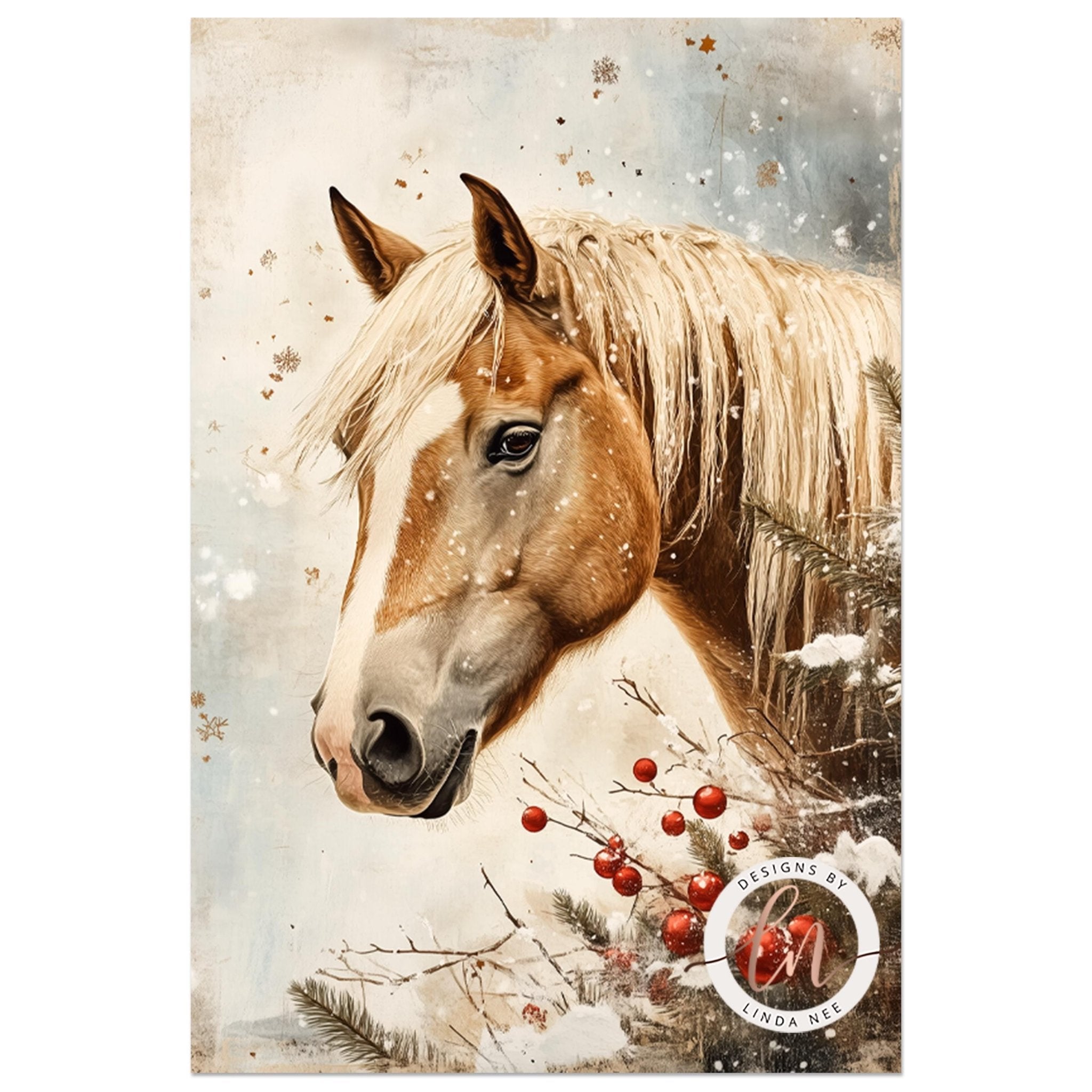 Christmas Horse Wall Art - Metal or Fine Art Paper Print