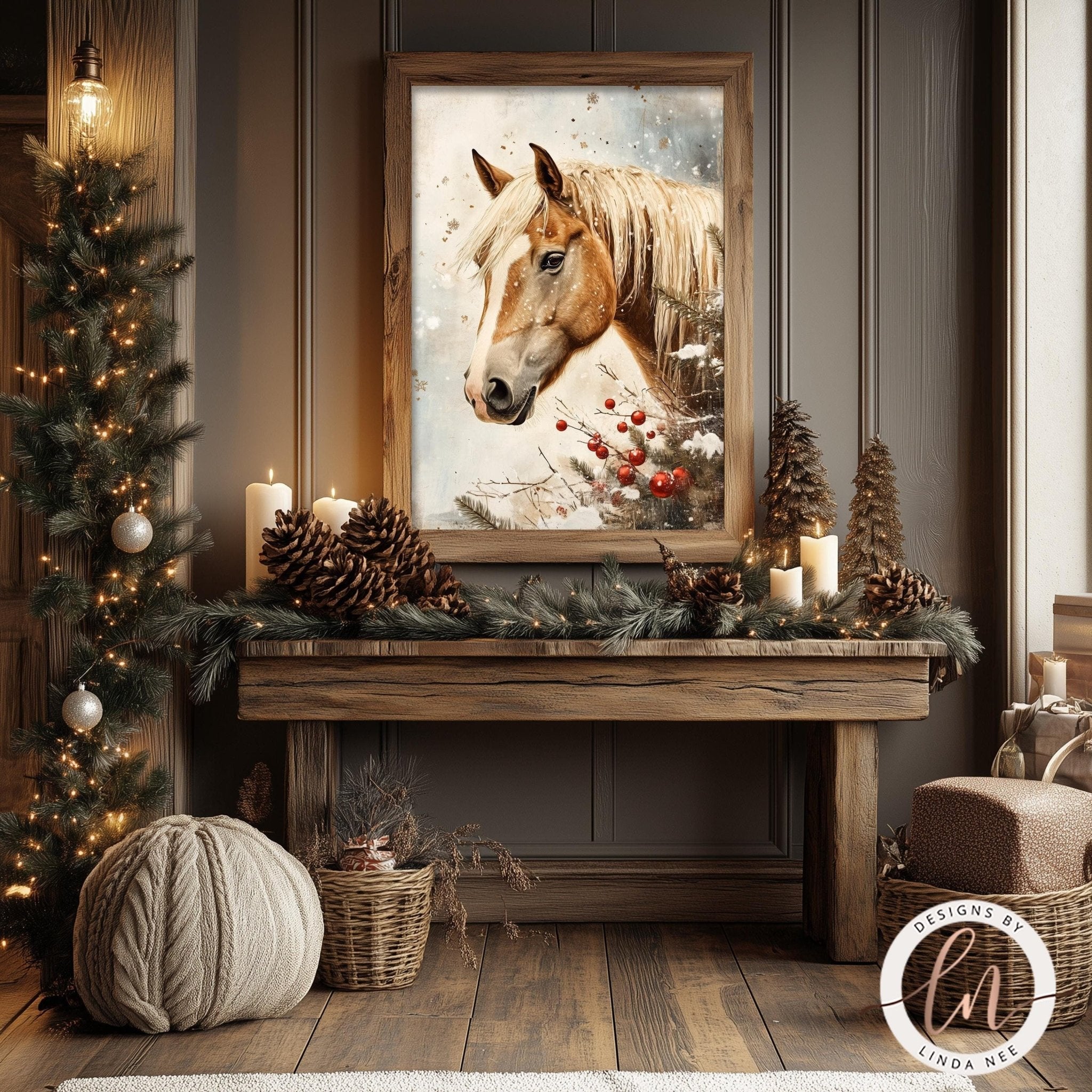 Christmas Horse Wall Art - Metal or Fine Art Paper Print