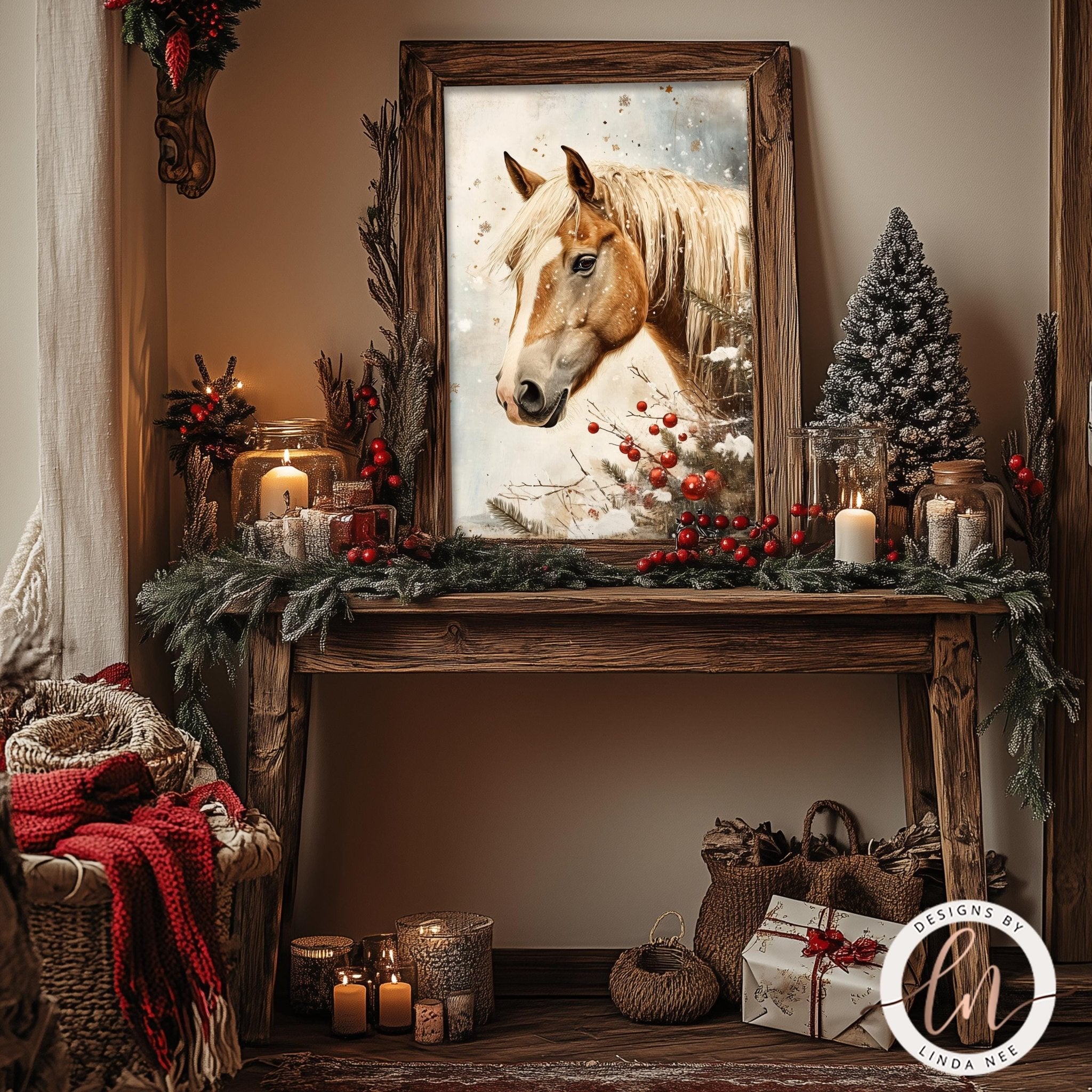 Christmas Horse Wall Art - Metal or Fine Art Paper Print