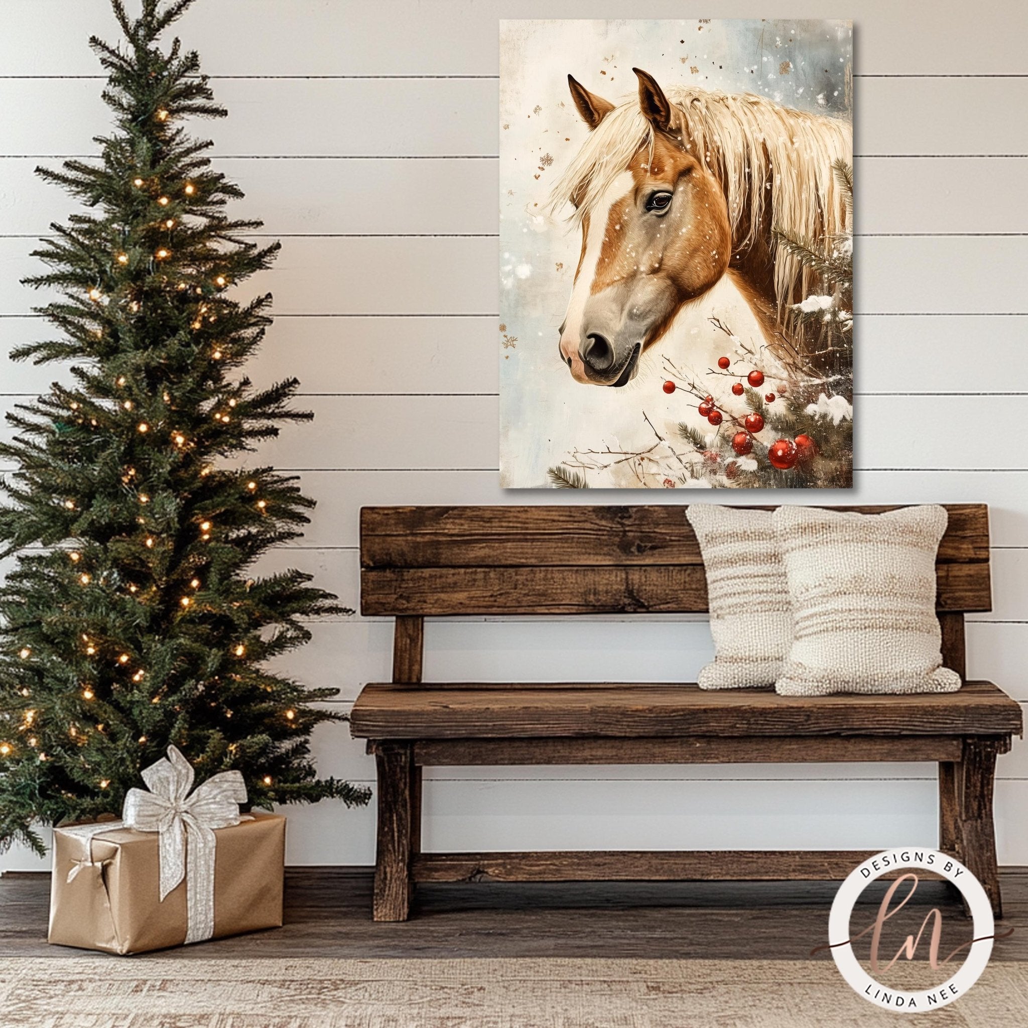 Christmas Horse Wall Art - Metal or Fine Art Paper Print