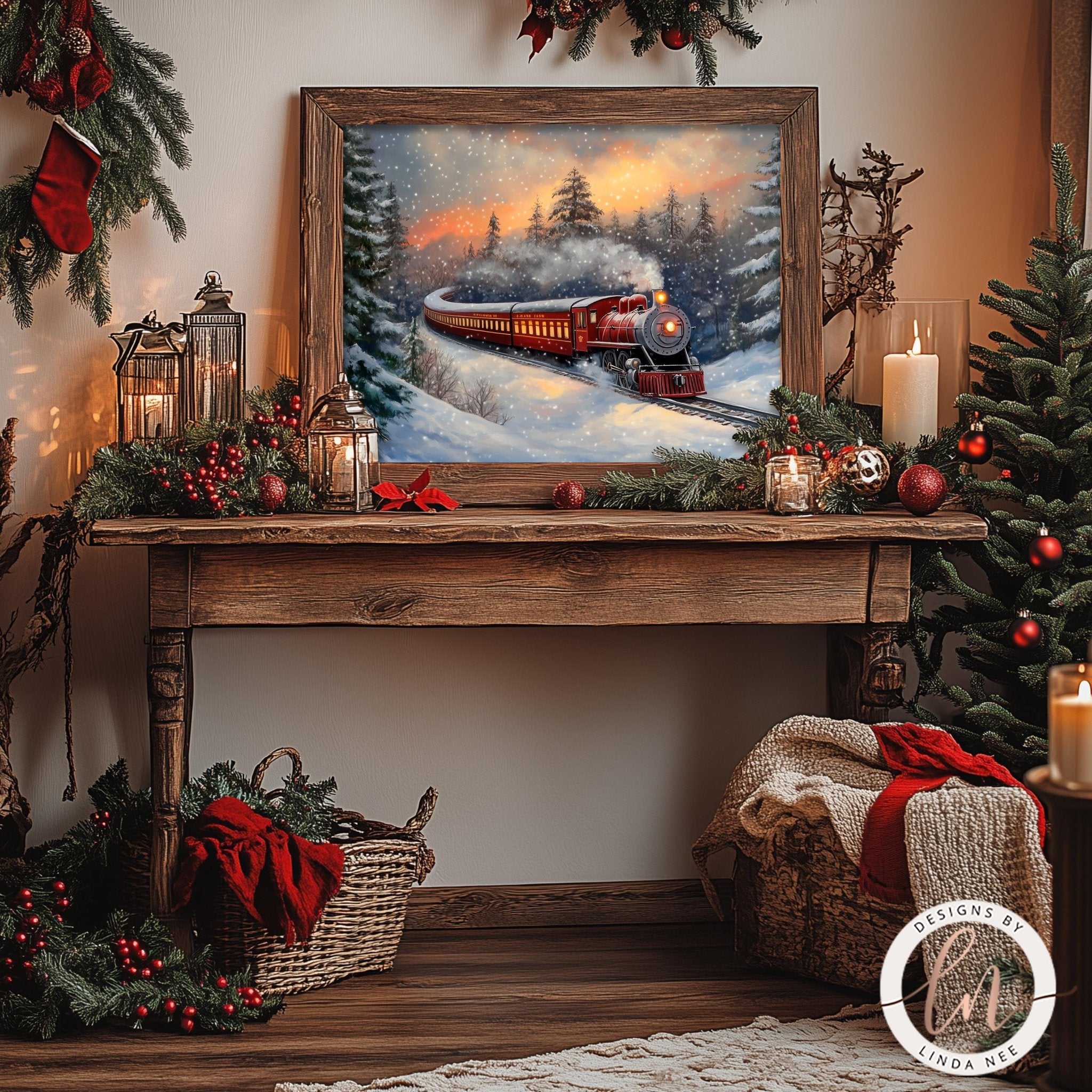 Christmas Train Wall Art - Metal or Fine Art Paper Print