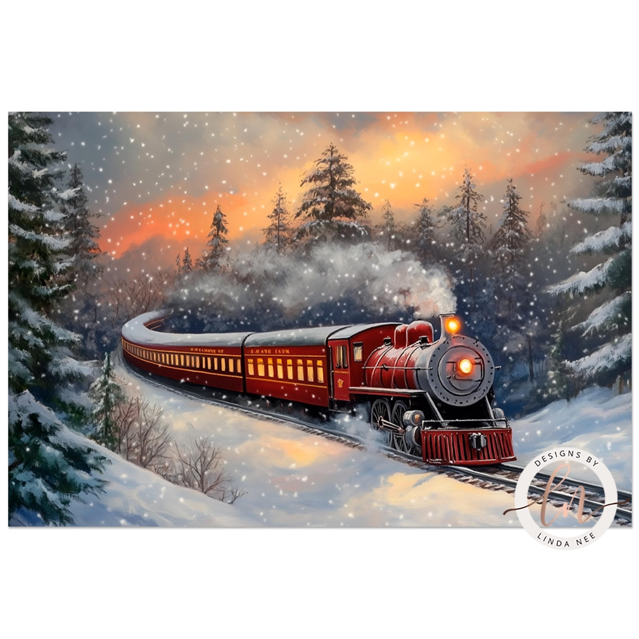 Christmas Train Wall Art - Metal or Fine Art Paper Print