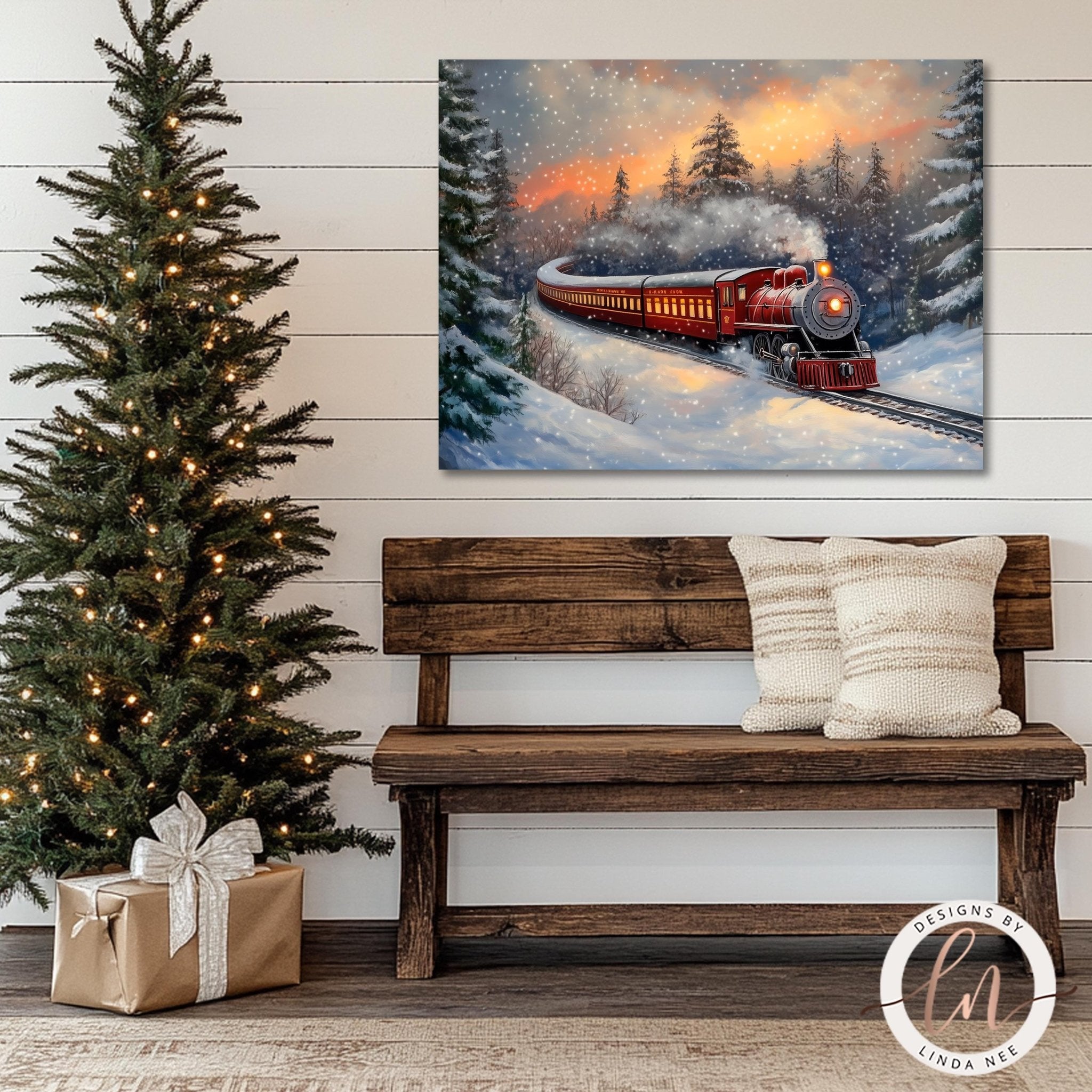 Christmas Train Wall Art - Metal or Fine Art Paper Print