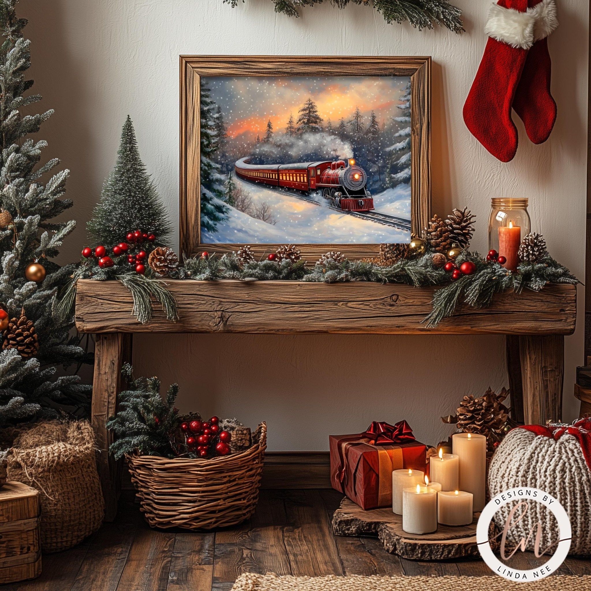 Christmas Train Wall Art - Metal or Fine Art Paper Print