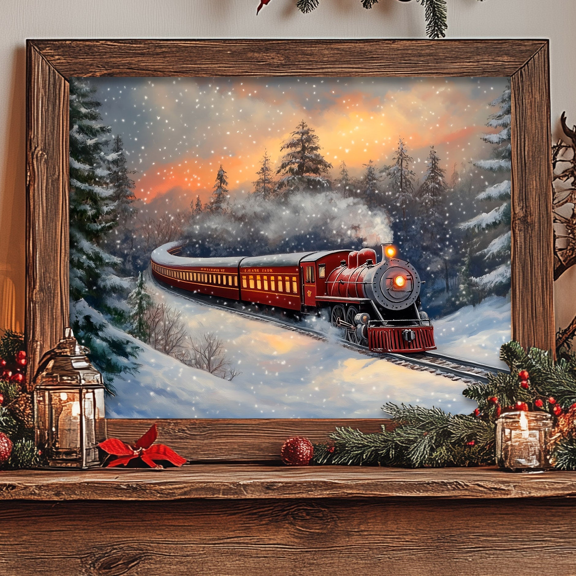 Christmas Train Wall Art - Metal or Fine Art Paper Print