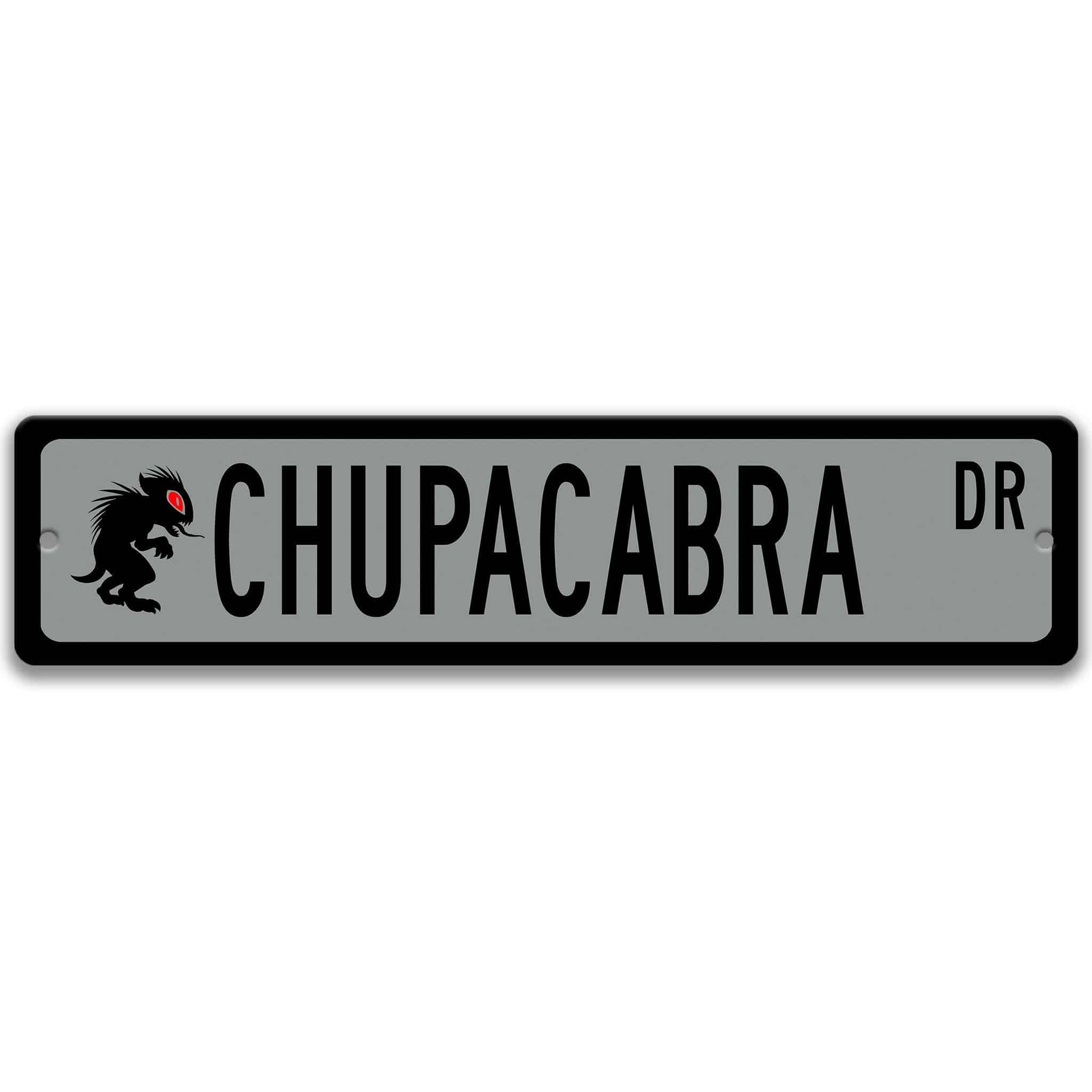 Chupacabra with Silhouette Metal Street Sign