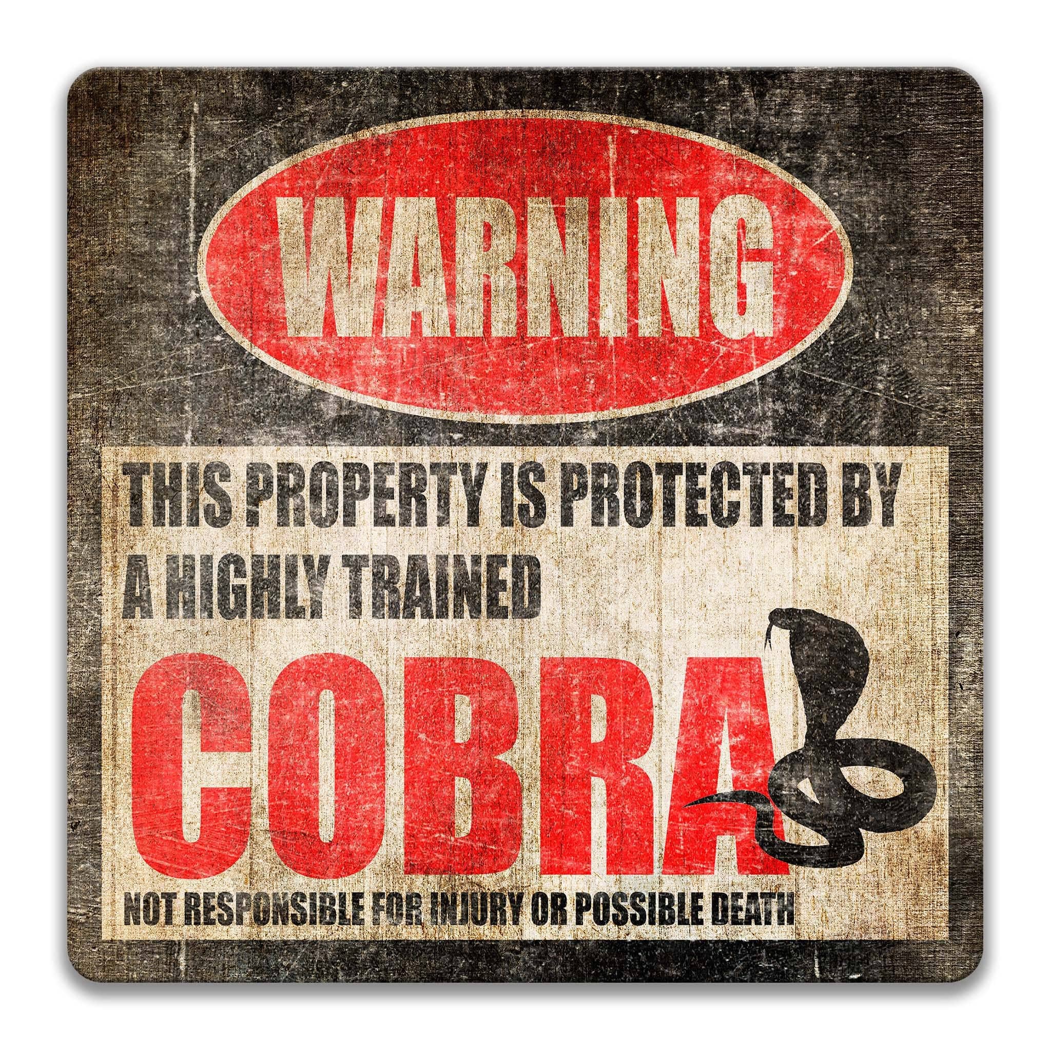 Cobra Warning Sign - Funny Decor for Vivarium - Available in Multiple Sizes