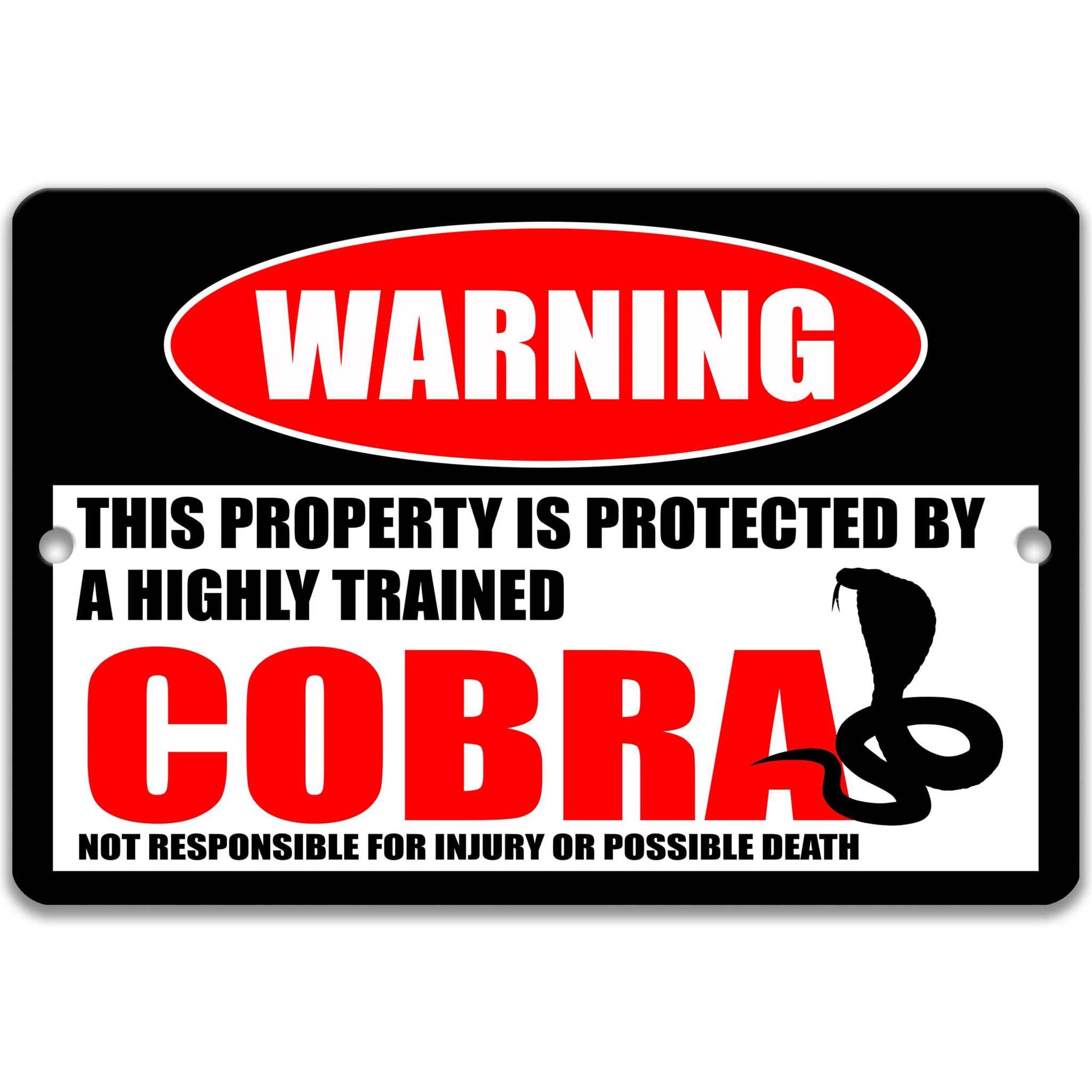 Cobra Warning Sign - Funny Decor for Vivarium - Available in Multiple Sizes