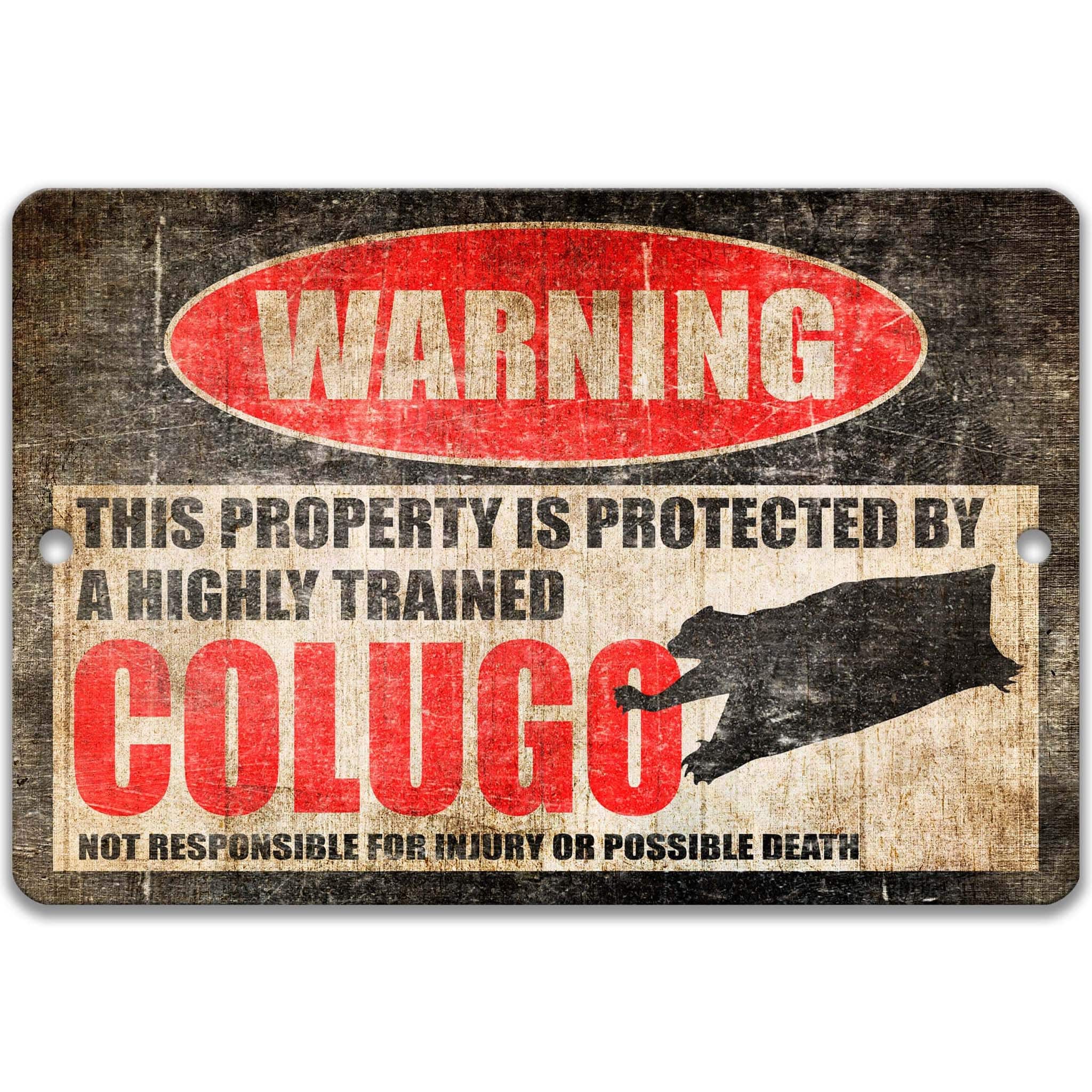 Colugo Warning Sign - Funny Decor for Flying Cat Lovers - Available in Multiple Sizes