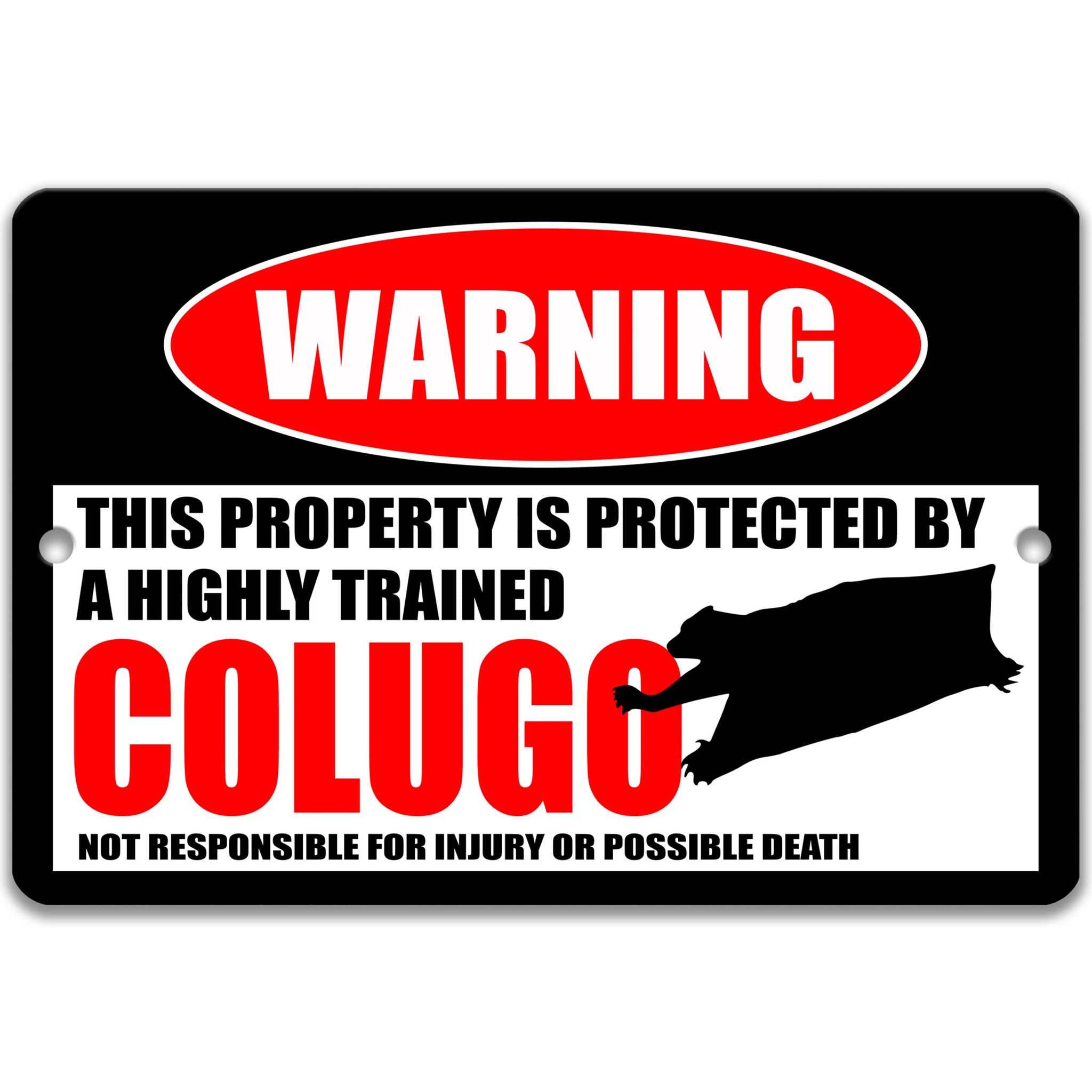 Colugo Warning Sign - Funny Decor for Flying Cat Lovers - Available in Multiple Sizes