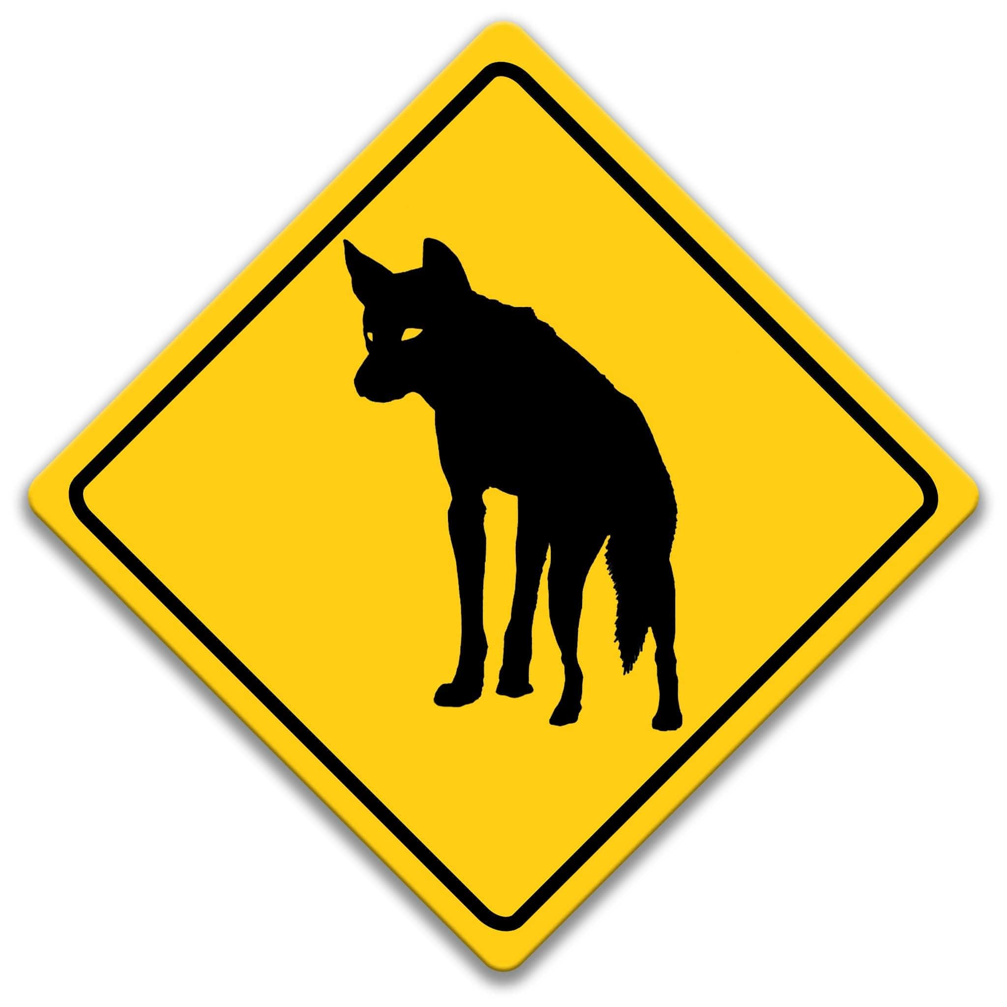 Coyote Crossing Caution Sign