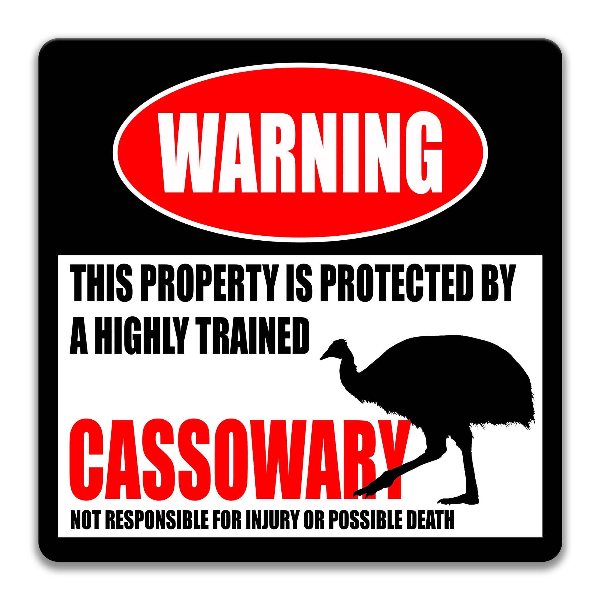 Cute Cassowary Warning Sign - Funny Living Dinosaur Decor for Birders - Available in Multiple Sizes