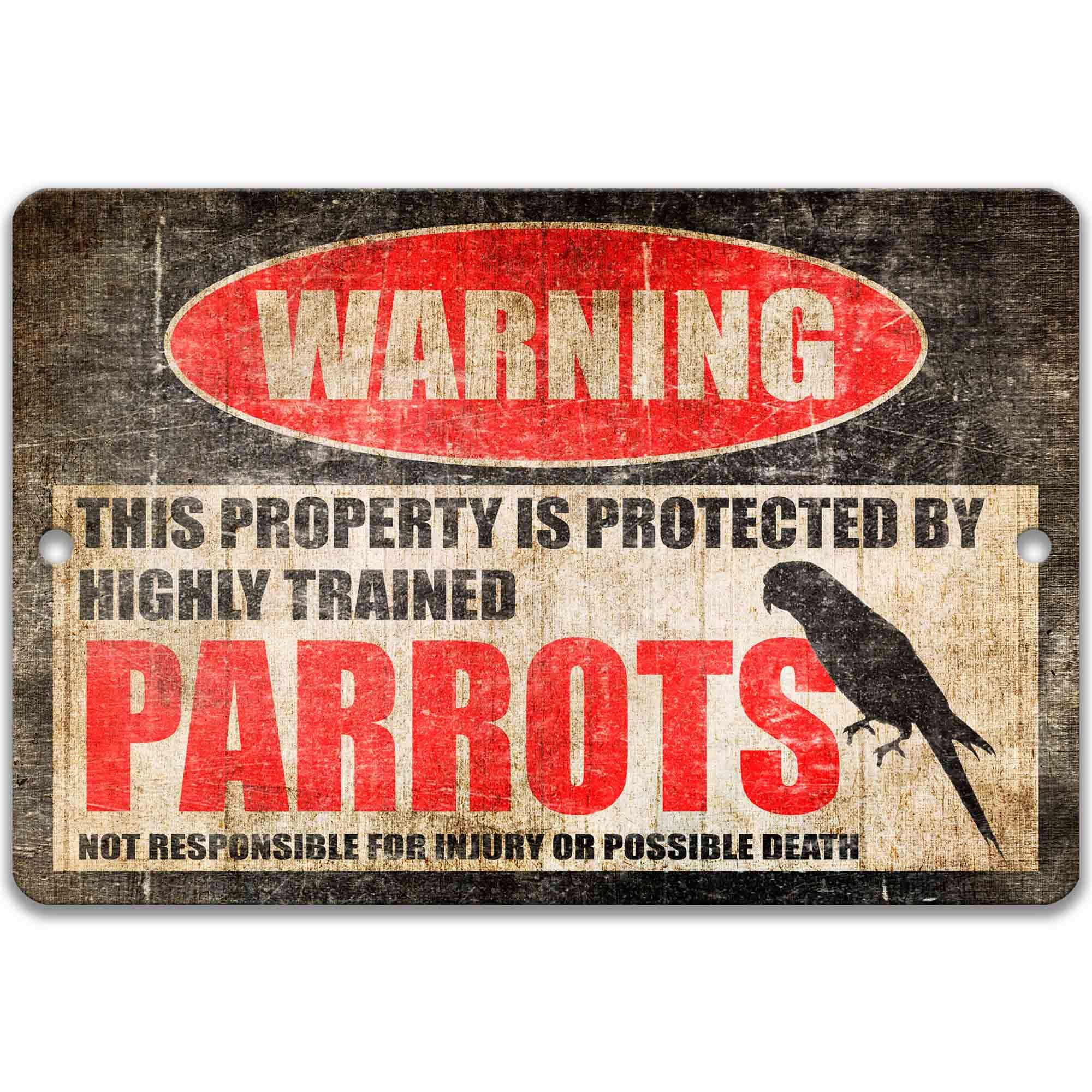 Cute Parrot Sign - Perfect Gift for Parrot Lovers - Funny Cockatoo Decor - Beware of Parrot Warning Sign