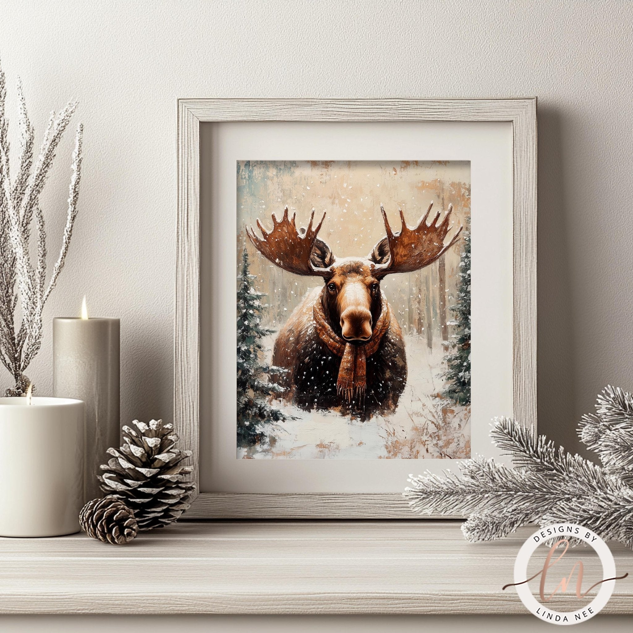 Cute Winter Moose Woodland Animals