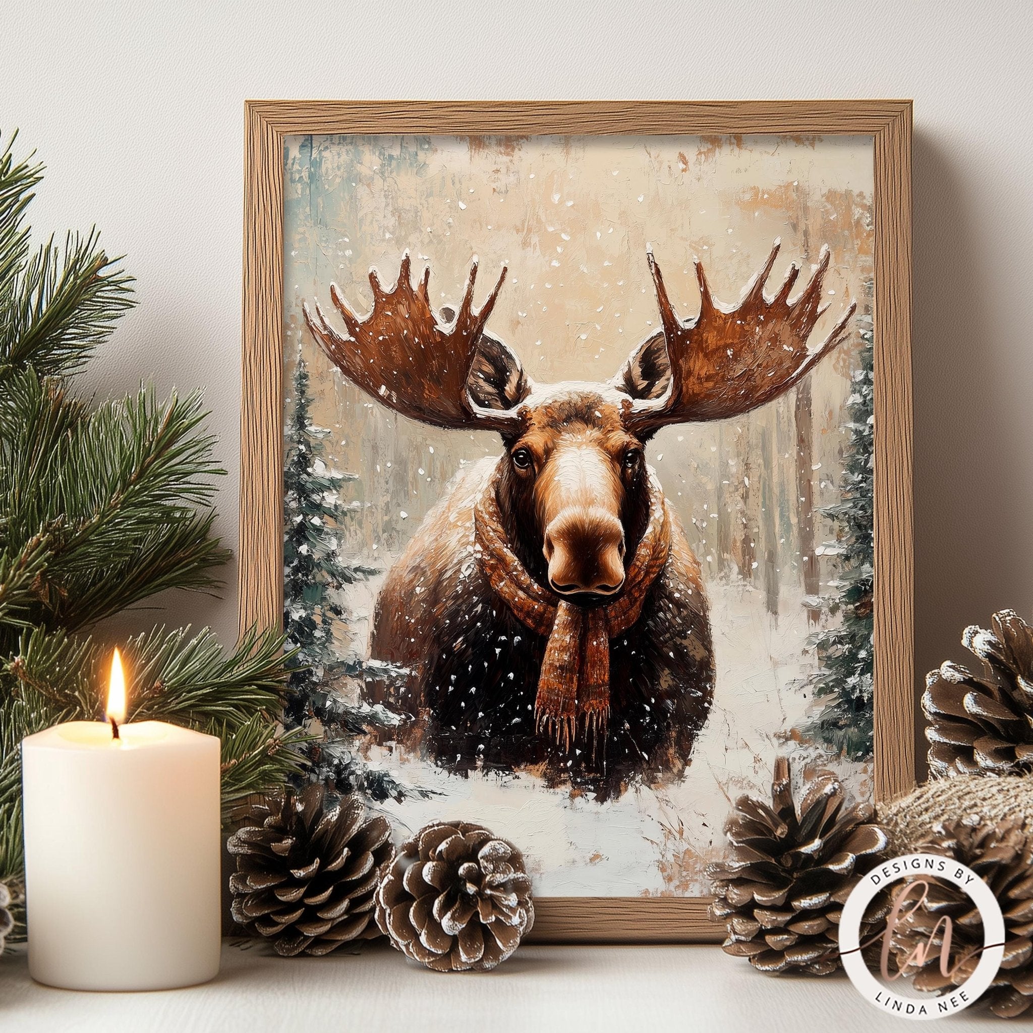 Cute Winter Moose Woodland Animalsadorable kids art