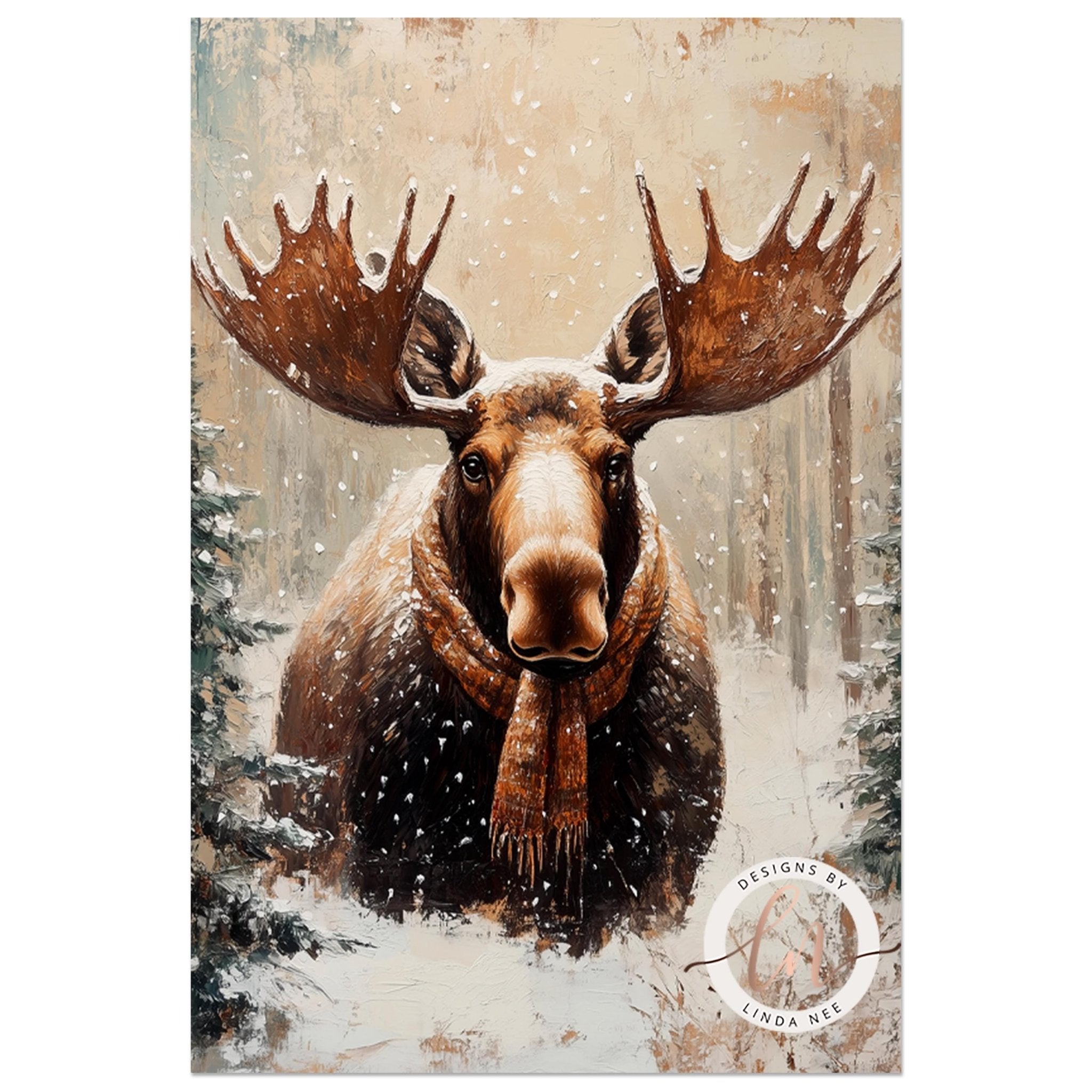 Cute Winter Moose Woodland Animals