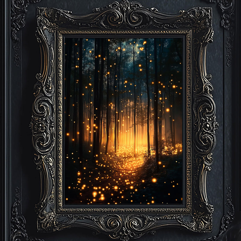 Firefly Magical Forest Wall Art Print - Available on Metal or Fine Art Paper - Designs by Linda Nee