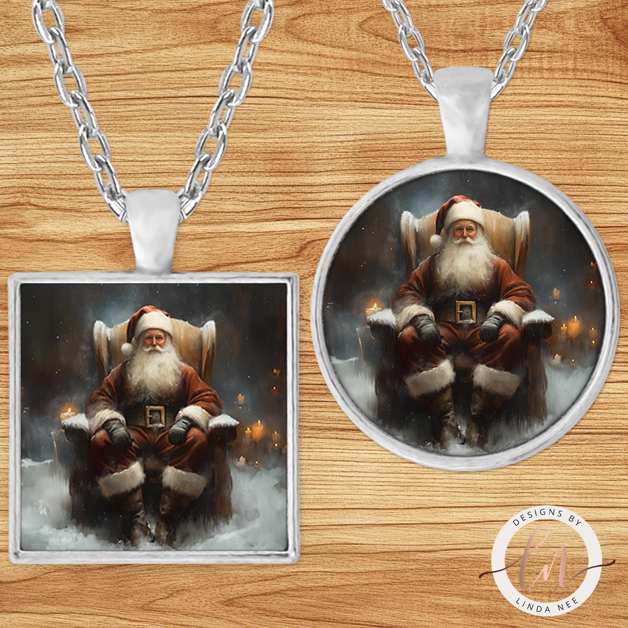 Dark Academia Christmas Jewelry - Santa Claus Necklace