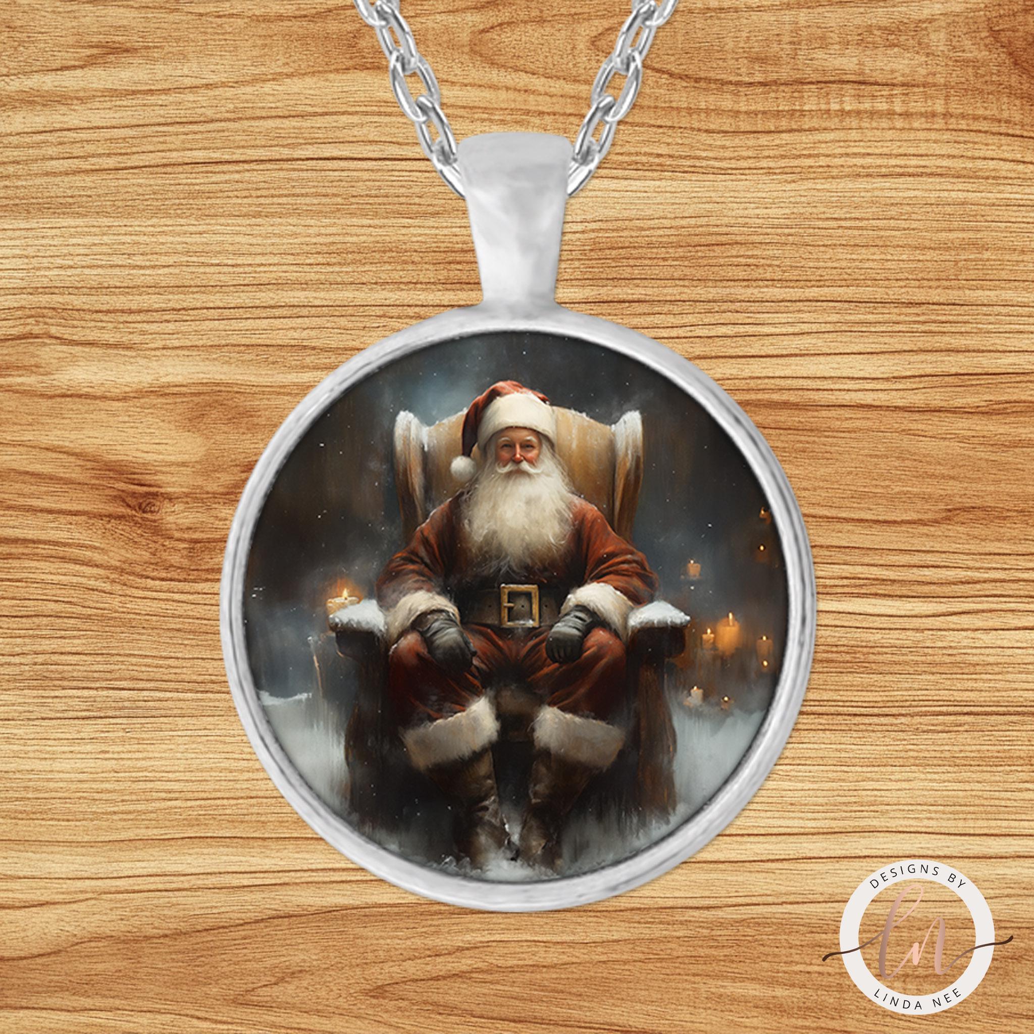 Dark Academia Christmas Jewelry - Santa Claus Necklace