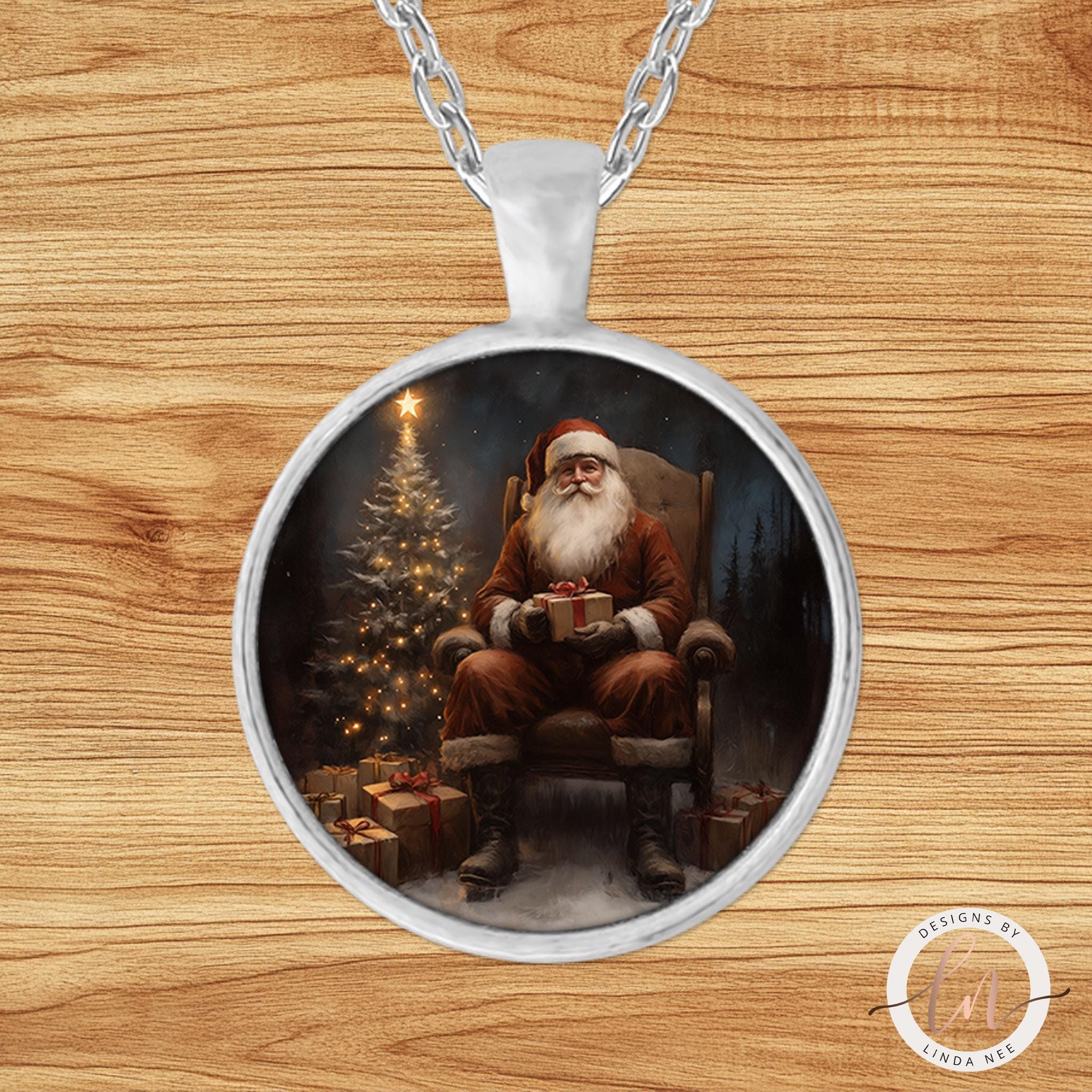 Dark Academia Christmas Jewelry - Santa Claus Pendant