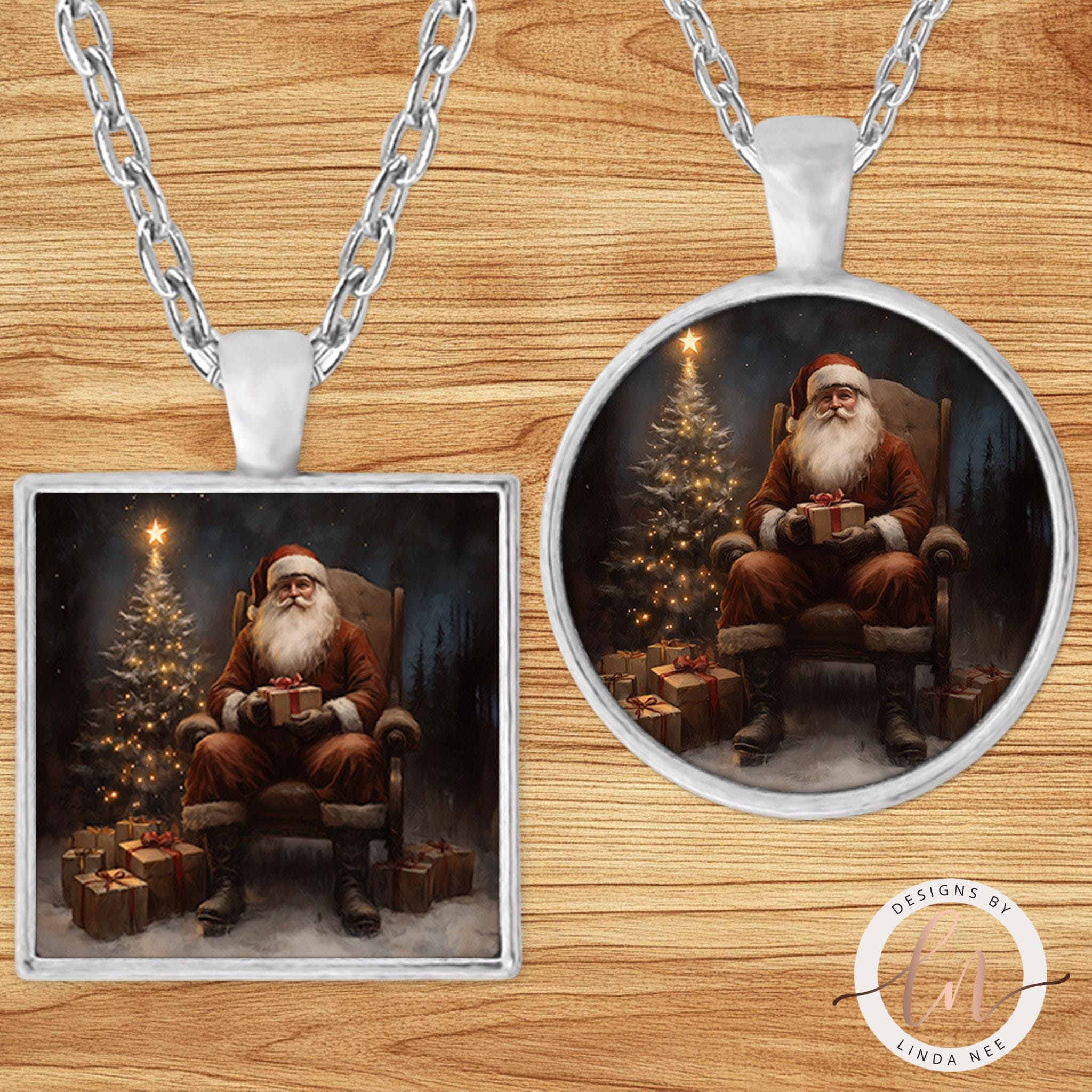 Dark Academia Christmas Jewelry - Santa Claus Pendant