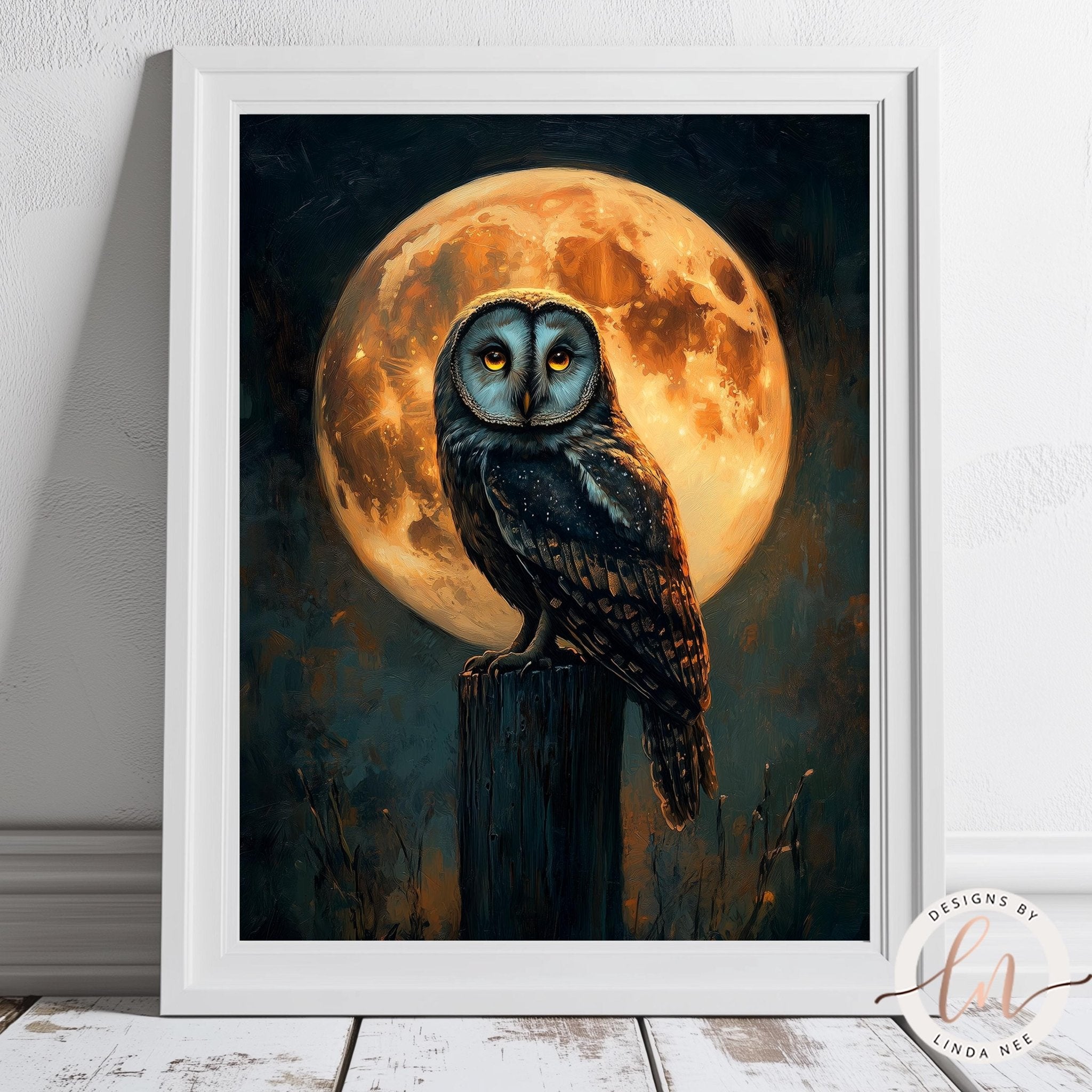 Dark Gothic Barn Owl Painting