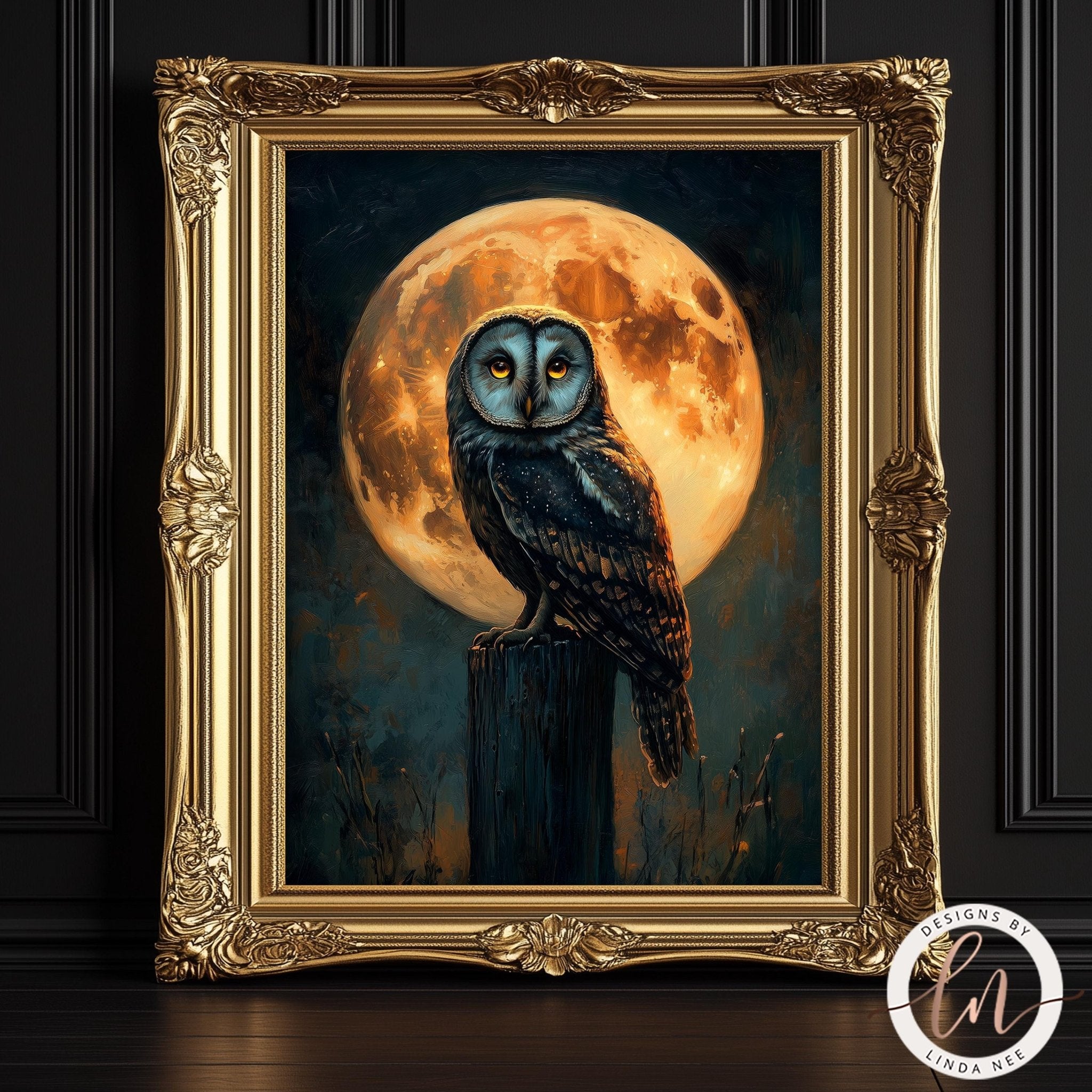 Dark Gothic Barn Owl Painting