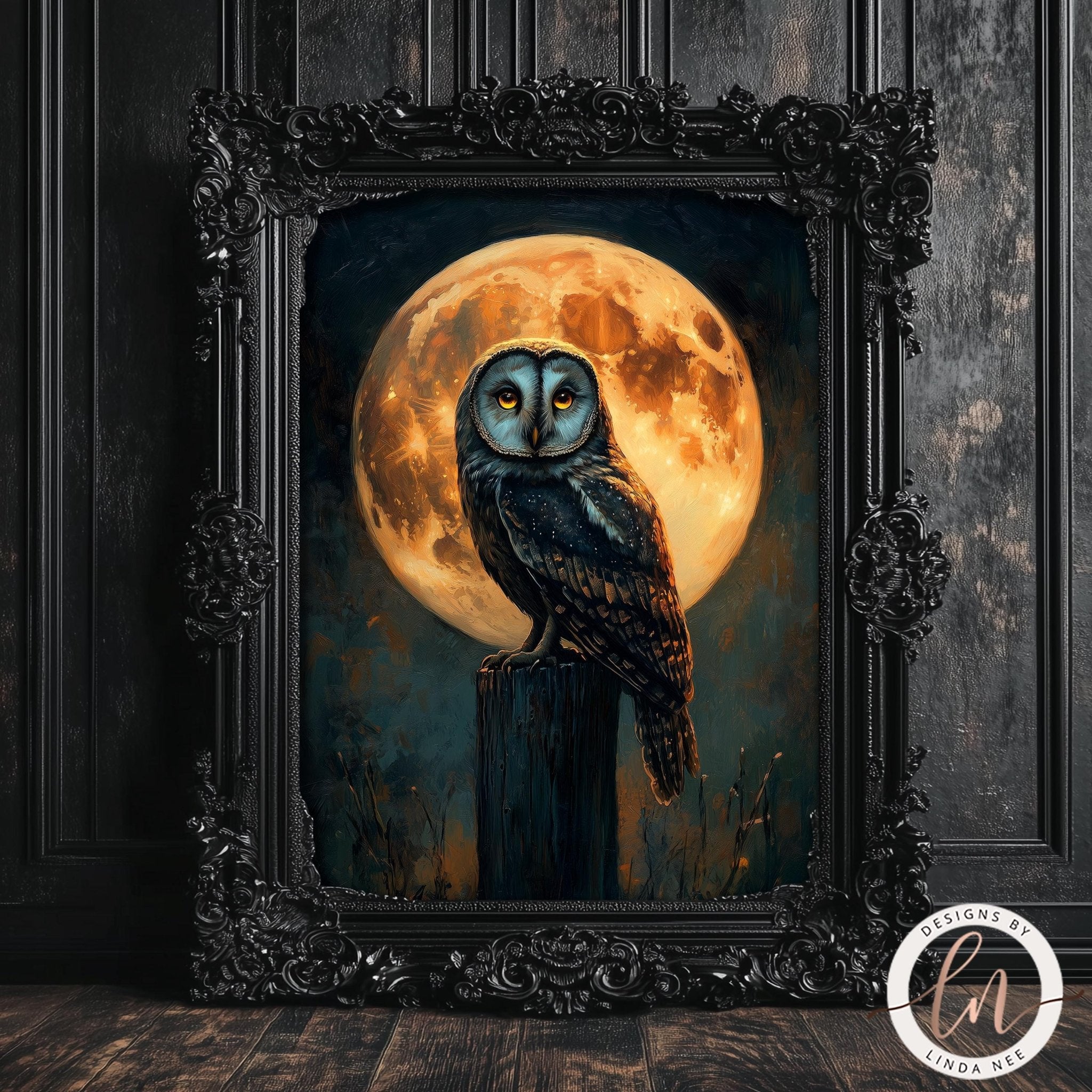 Dark Gothic Barn Owl Painting