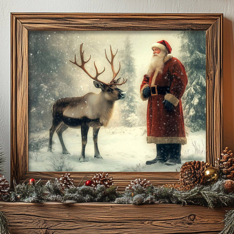 Old World Santa Christmas Wall Art Print - Available on Metal or Fine Art Paper - Designs by Linda Nee