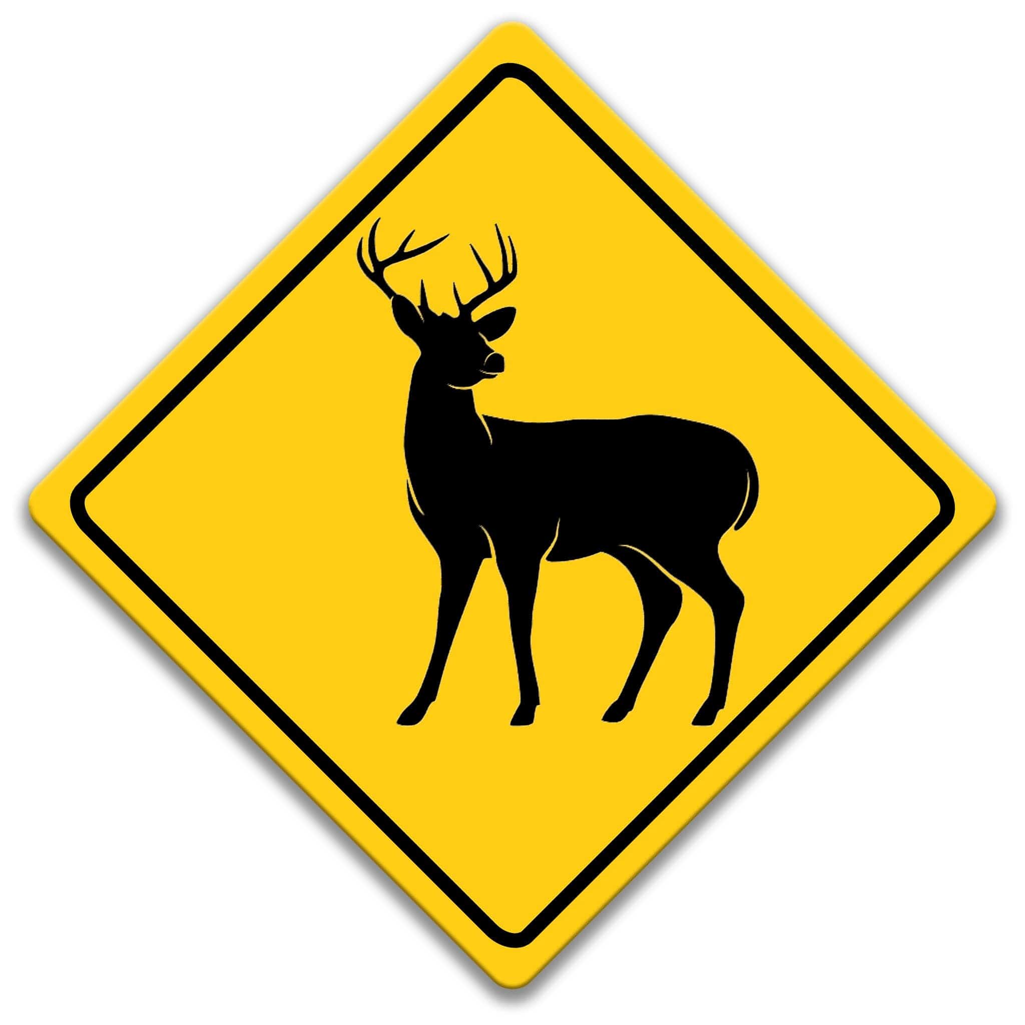 Deer Crossing Caution Sign