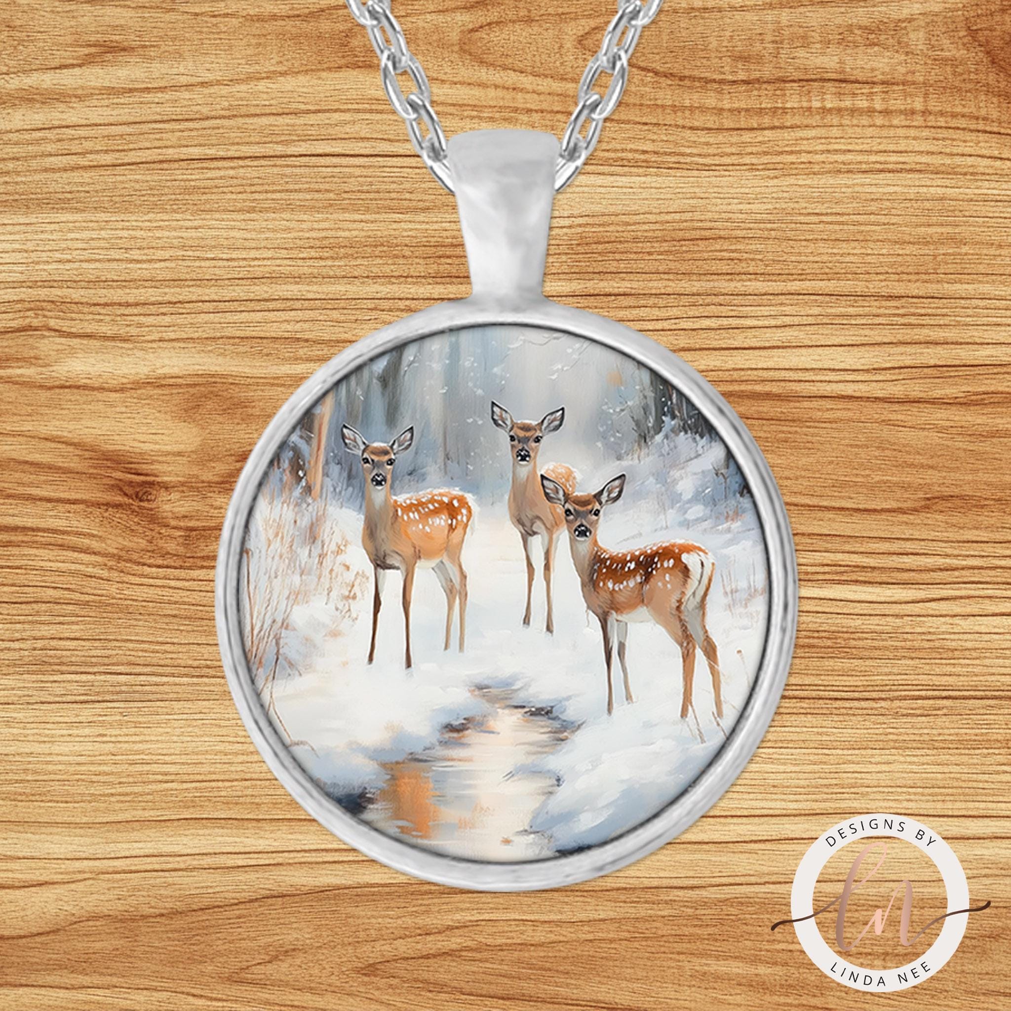 Deer Necklace - Evergreen Forest Winter Animal Pendant